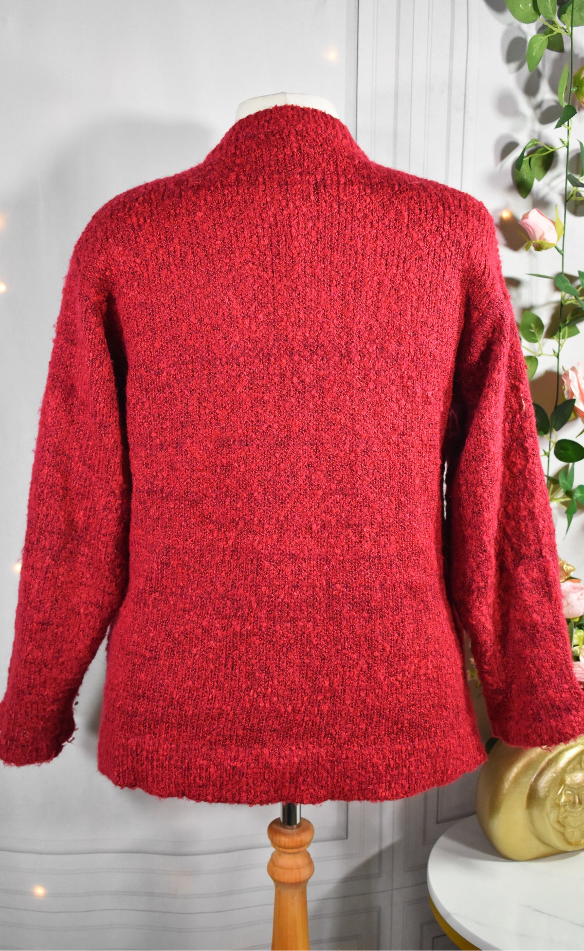 Gilet vintage à motifs floraux, laine mélangée