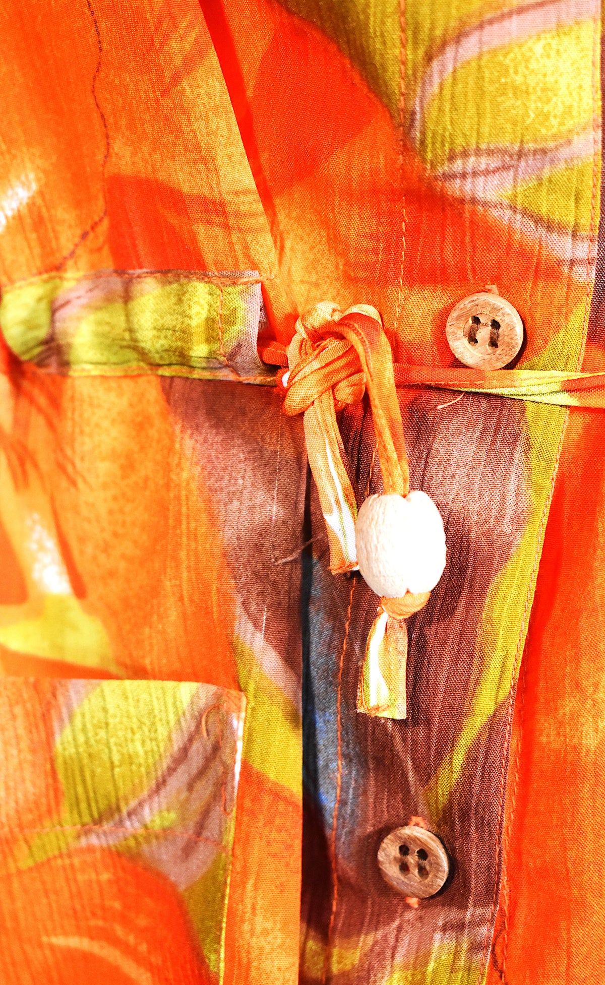 Chemise tunique tropicale fleurs orange