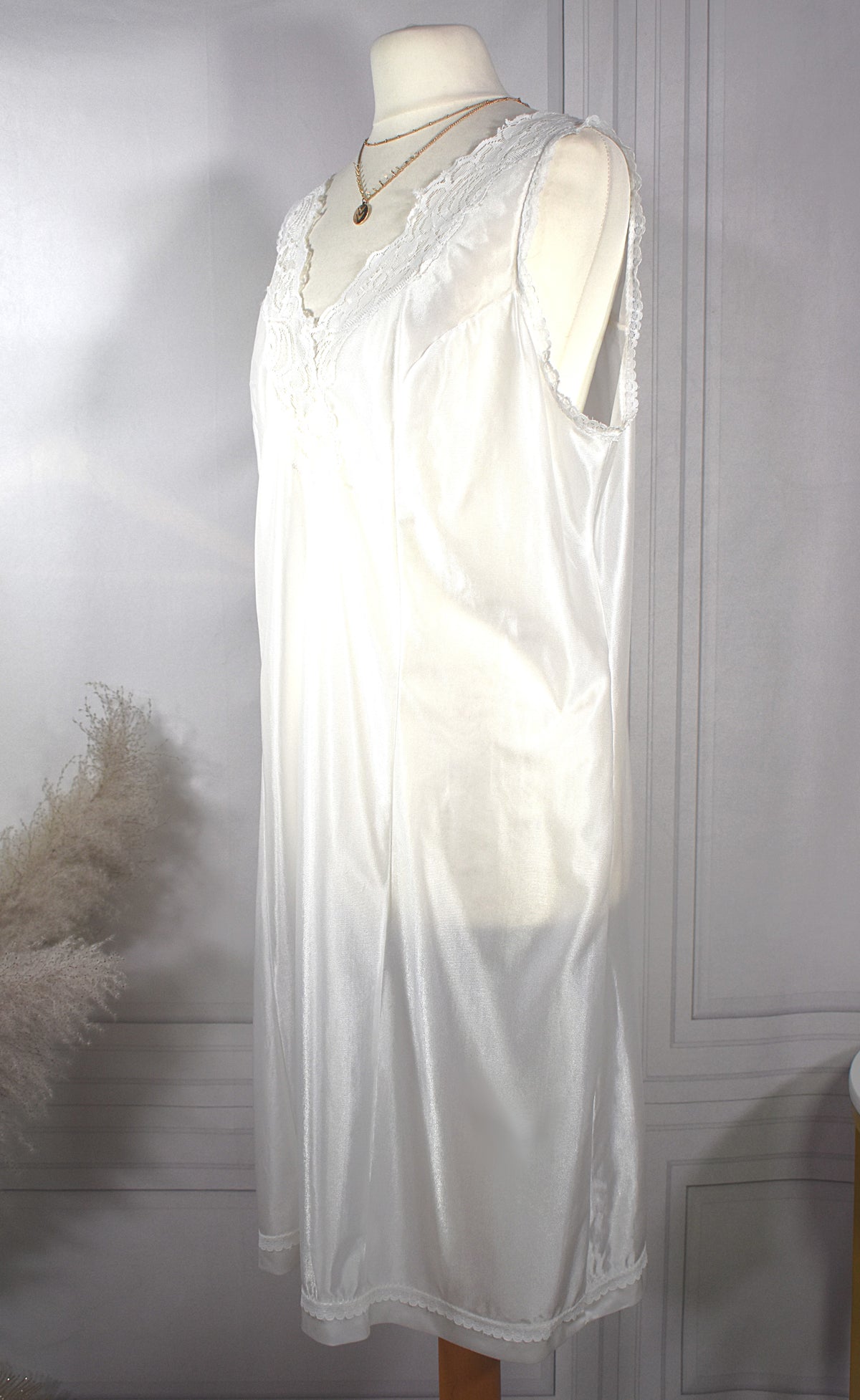 Fond de robe satin & dentelle blanc