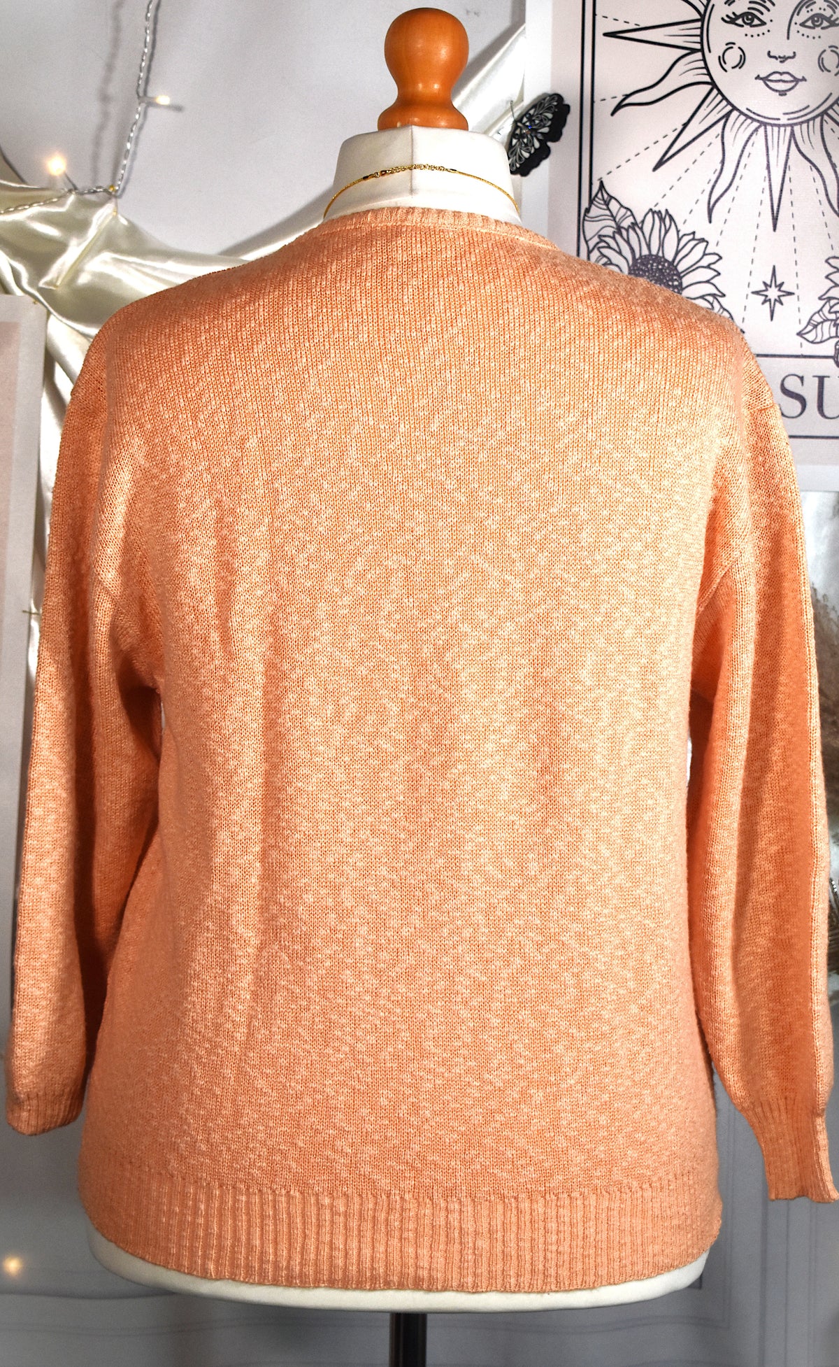 Pull abricot en coton mélangé motif abstrait Made in France