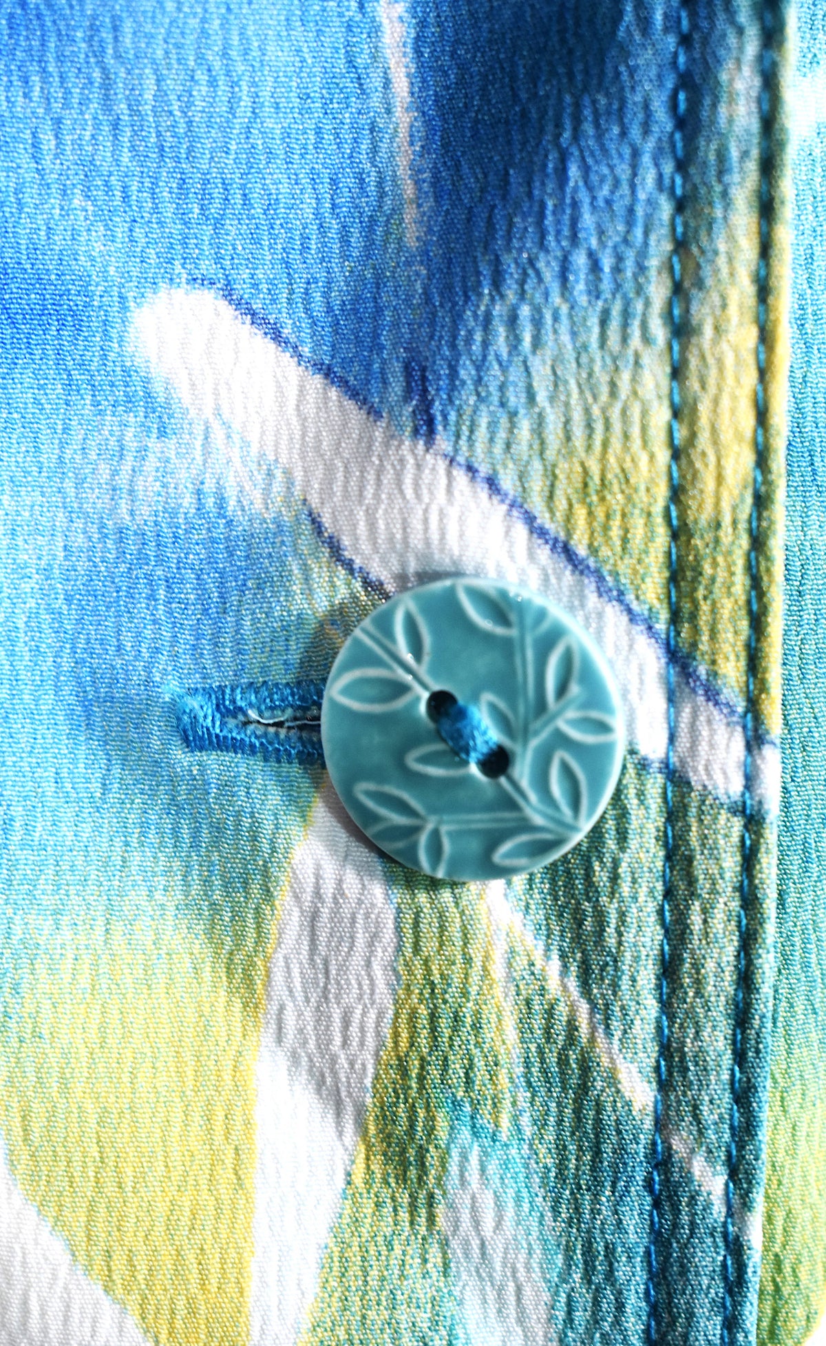 Robe tropicale bleu jaune