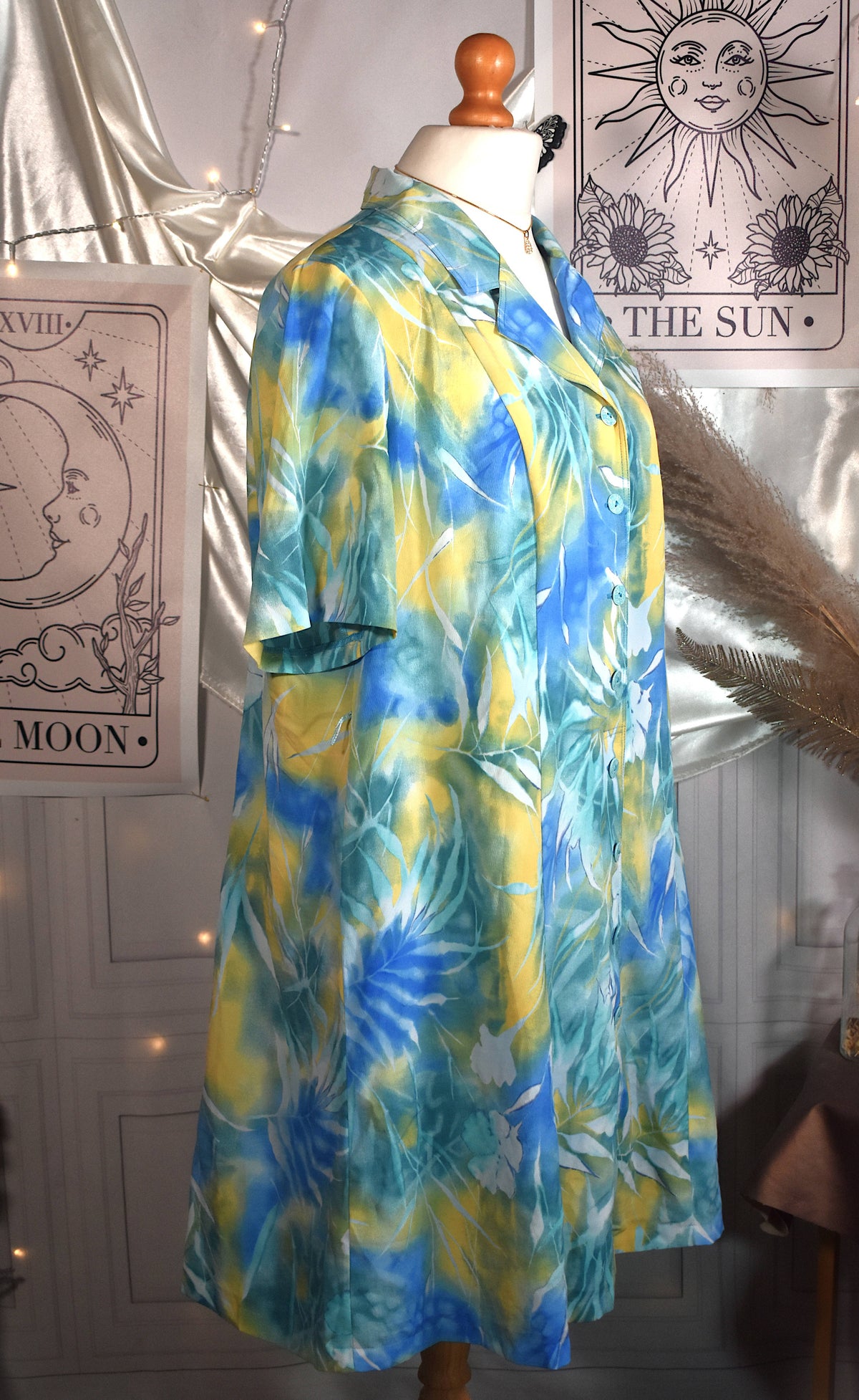 Robe tropicale bleu jaune