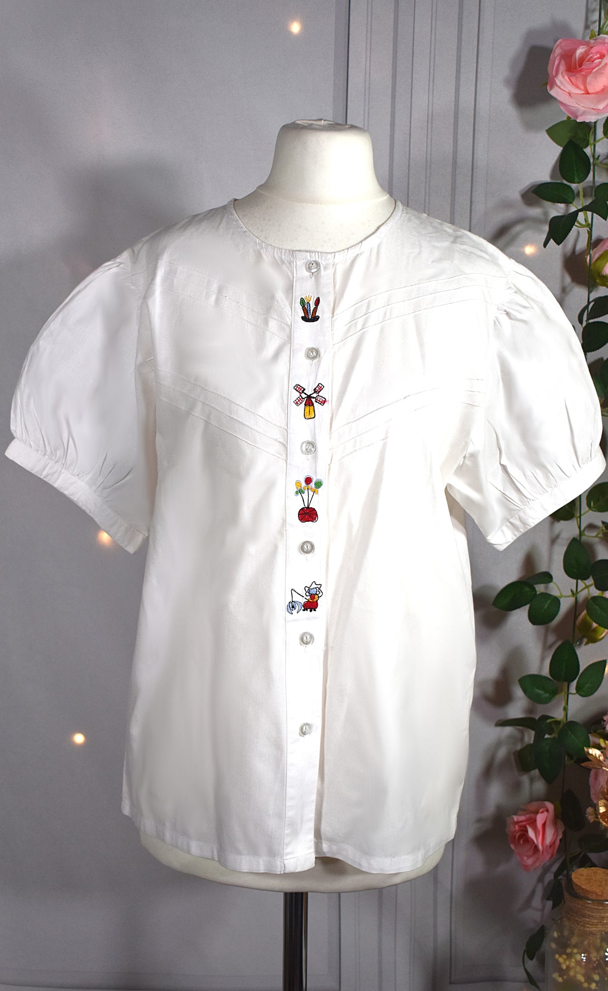 Chemise en coton blanche brodée