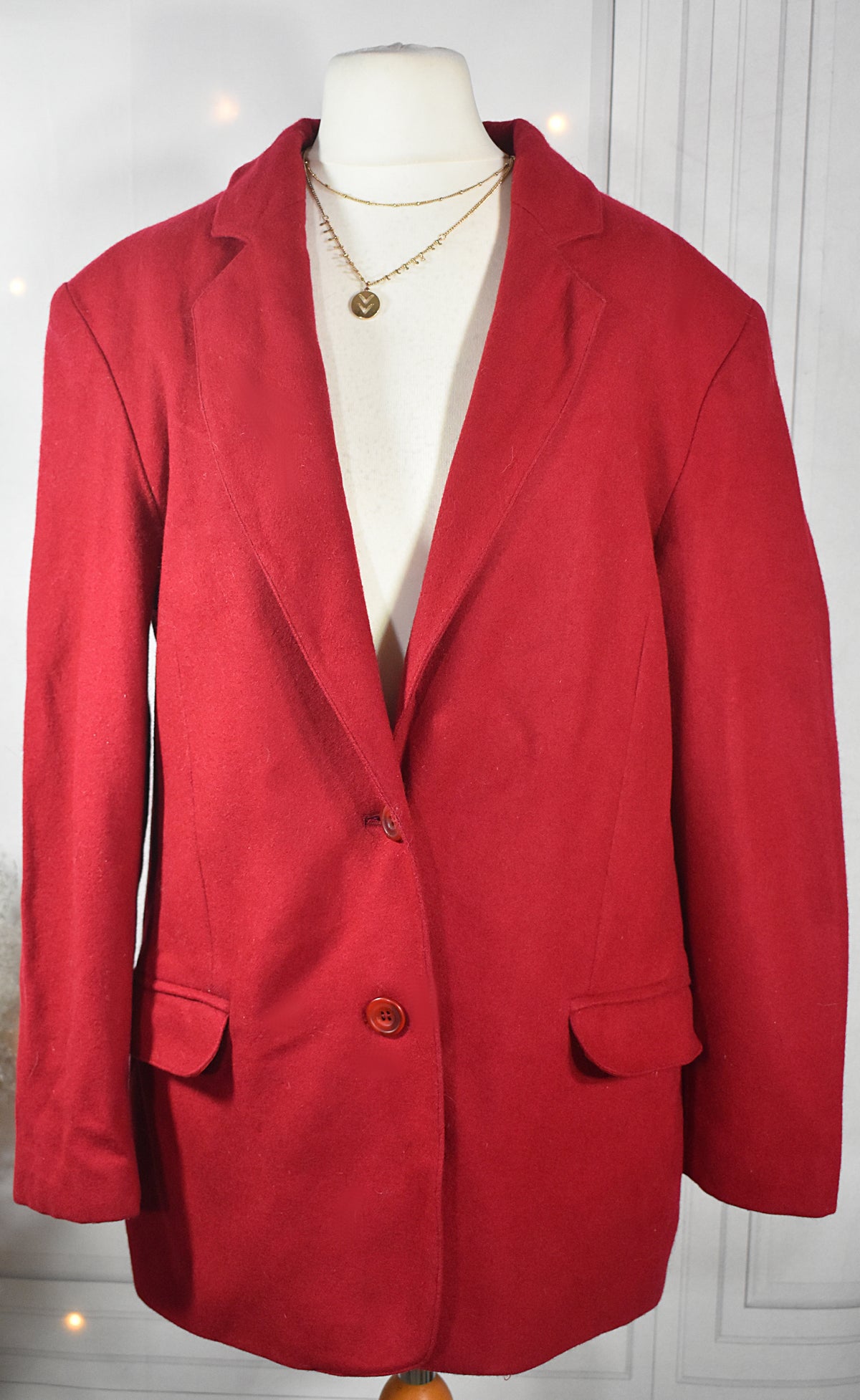 Blazer en laine mélangée rouge