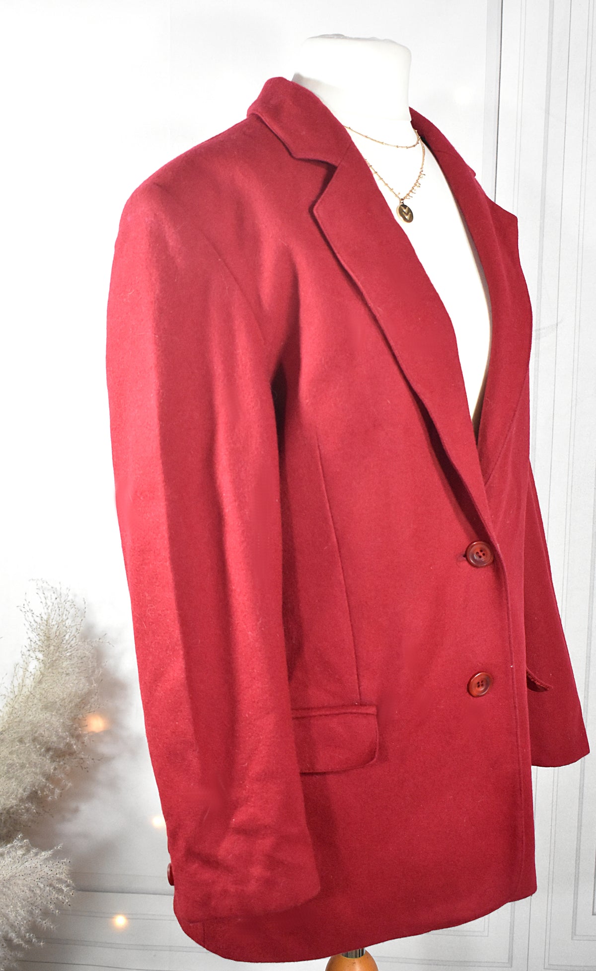 Blazer en laine mélangée rouge