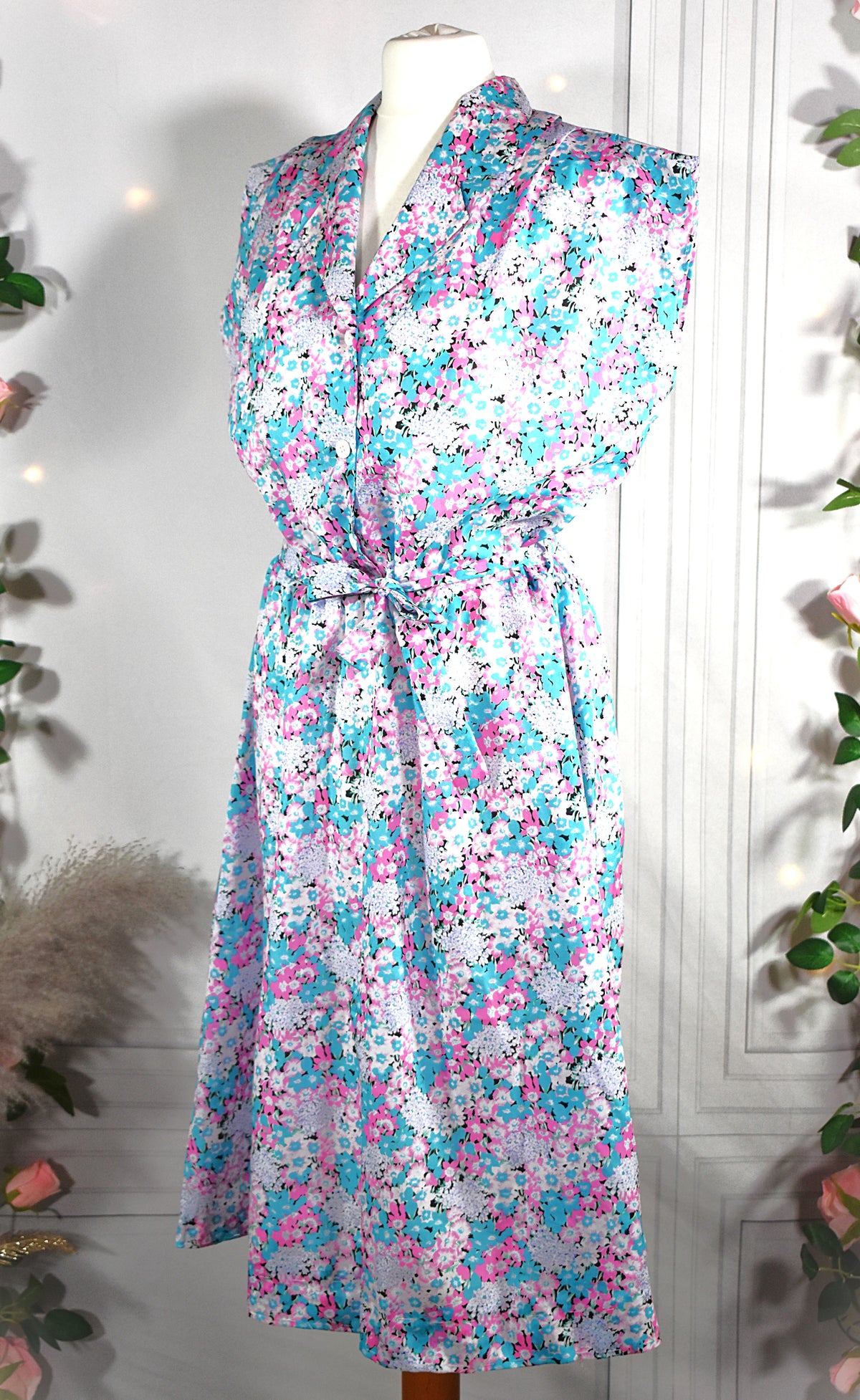 Robe fluide fleurs pastels roses & bleues