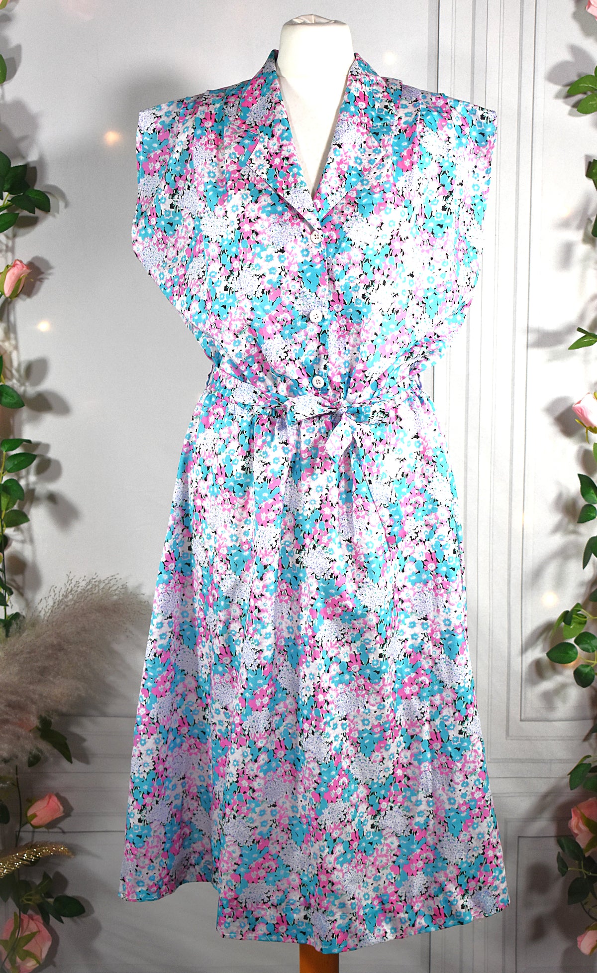 Robe fluide fleurs pastels roses & bleues