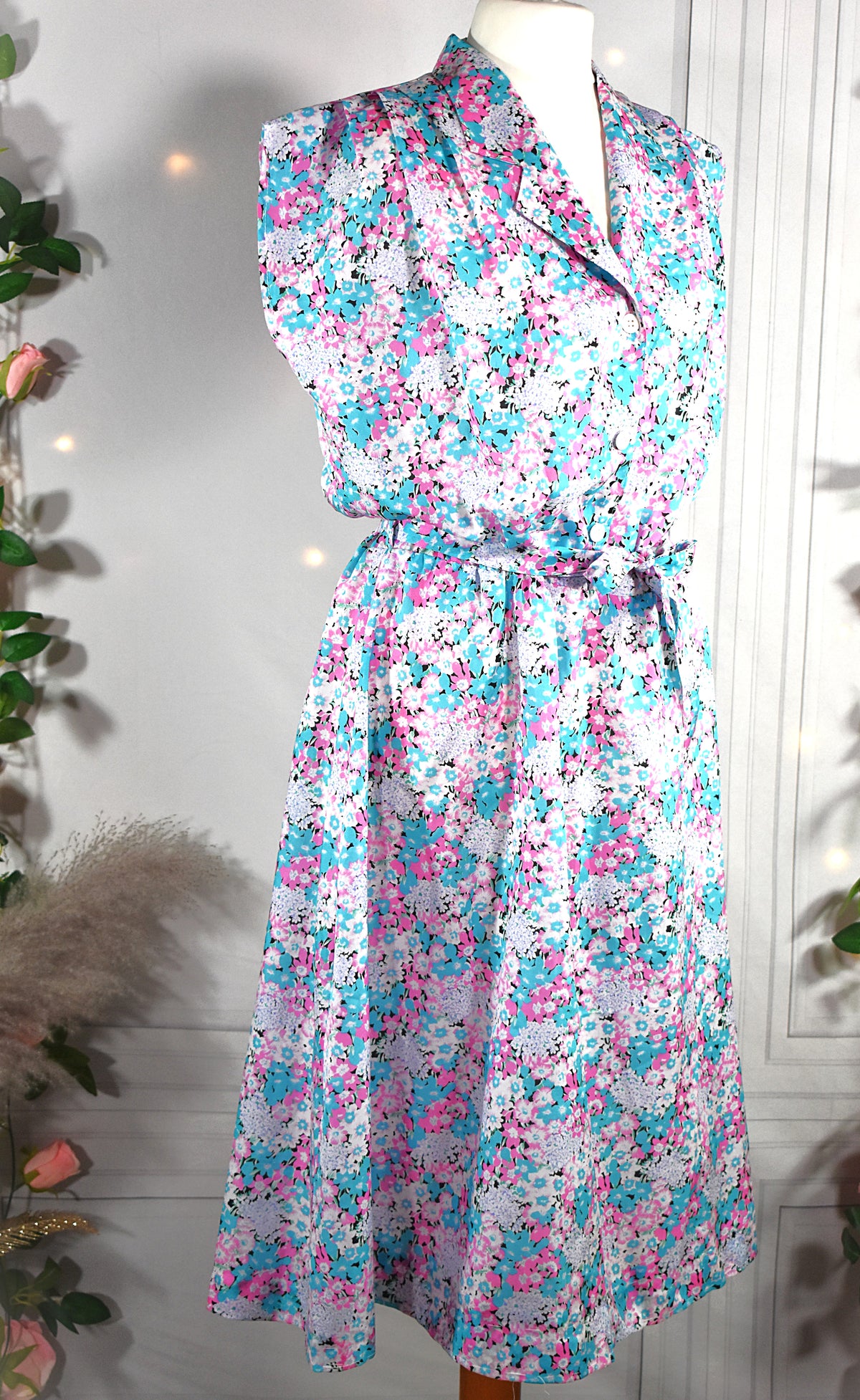 Robe fluide fleurs pastels roses & bleues