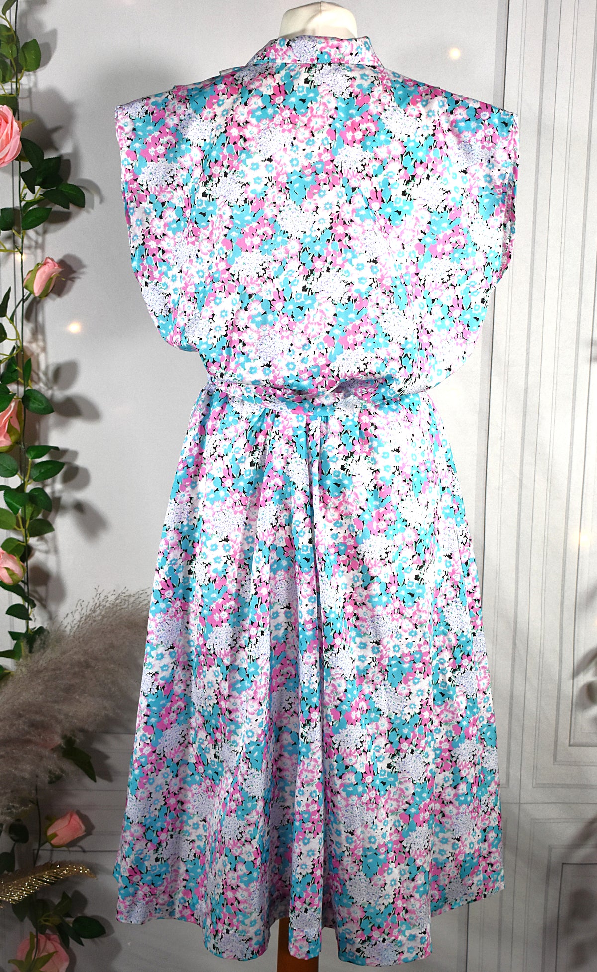 Robe fluide fleurs pastels roses & bleues