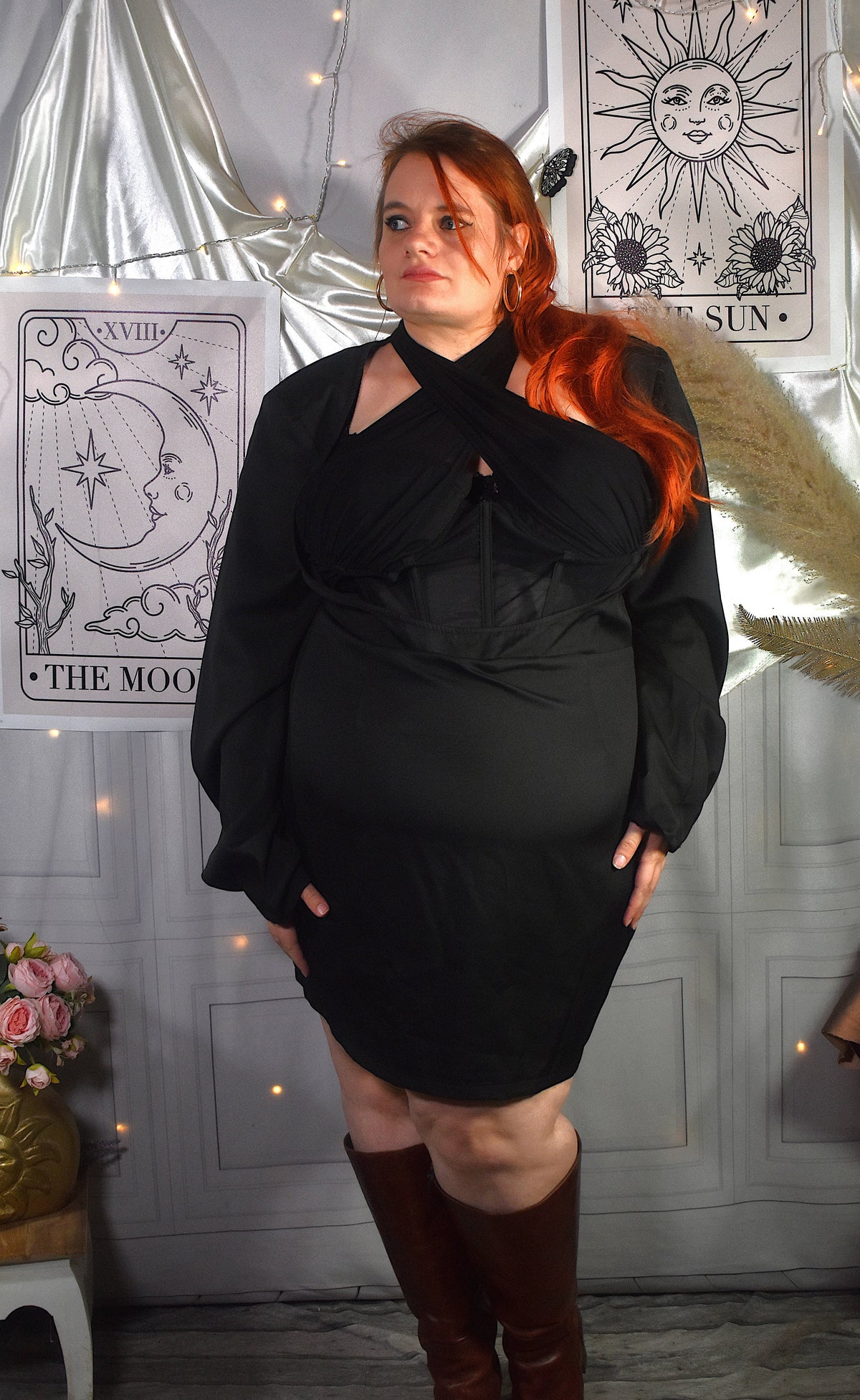 Robe noire PrettyLittleThing effet corset transparente
