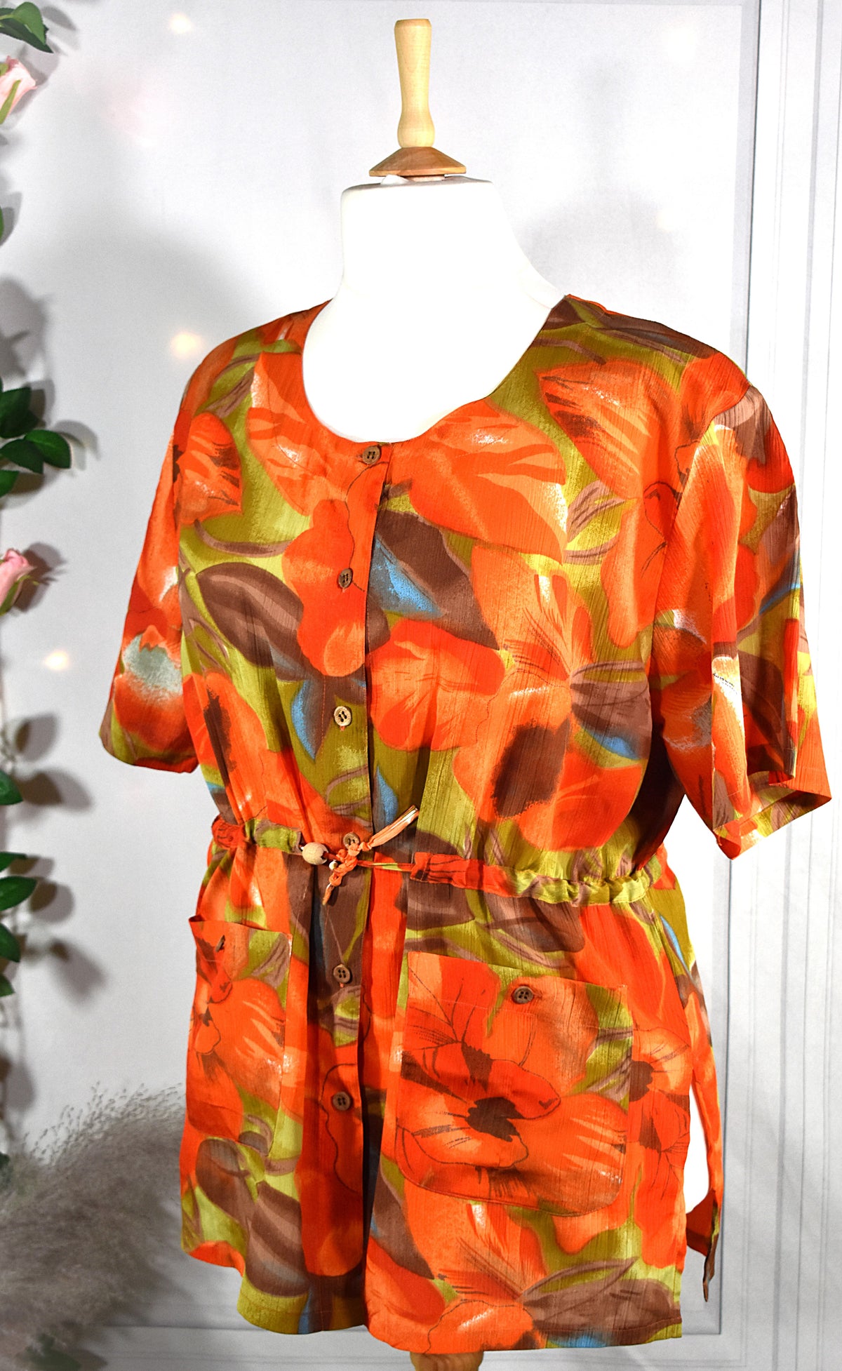 Chemise orange & multicolore