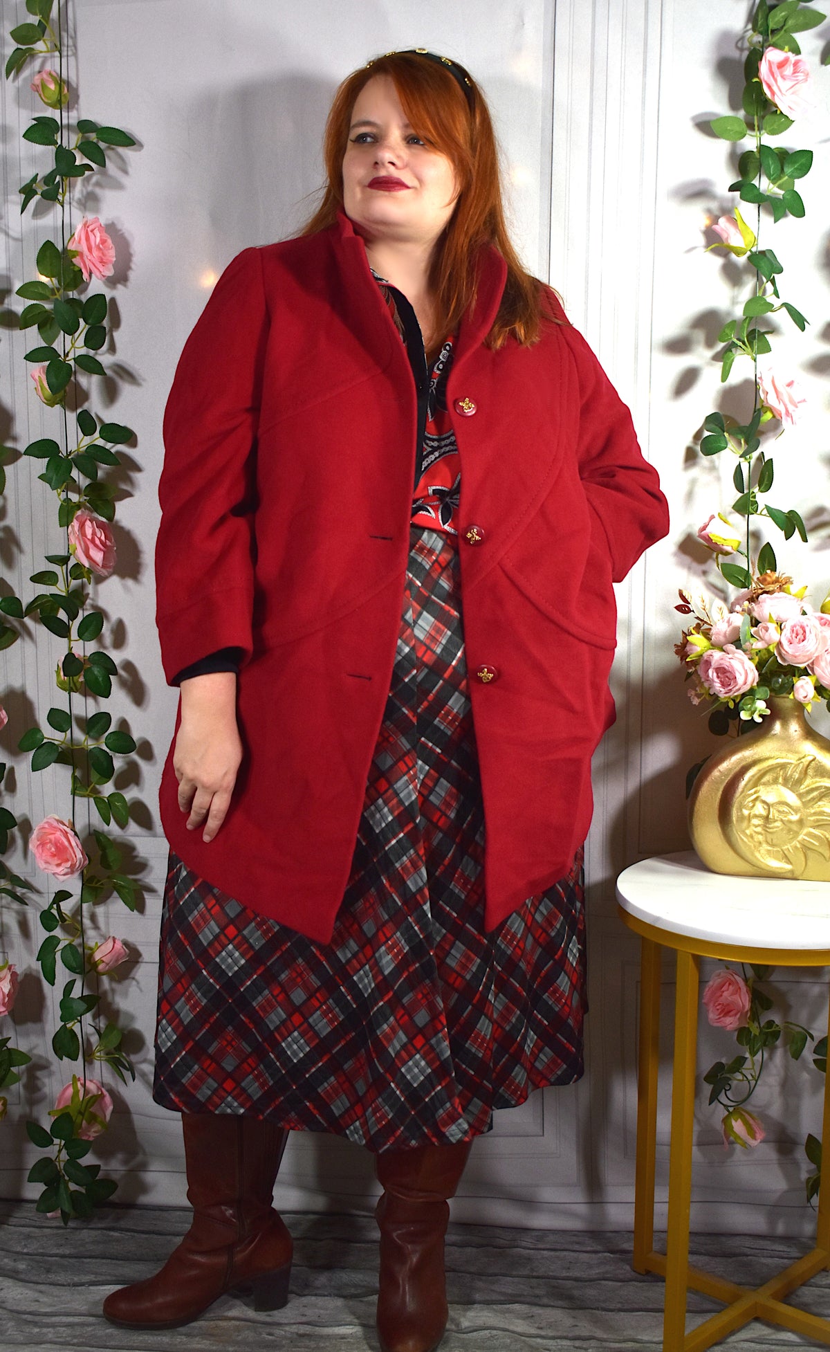 Manteau laine & angora rouge Weill