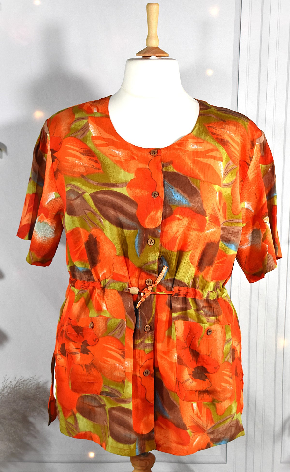 Chemise orange & multicolore