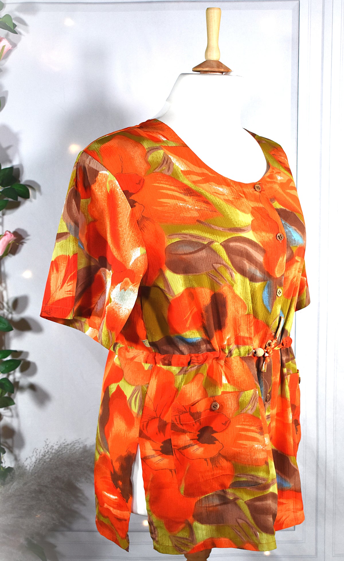 Chemise orange & multicolore