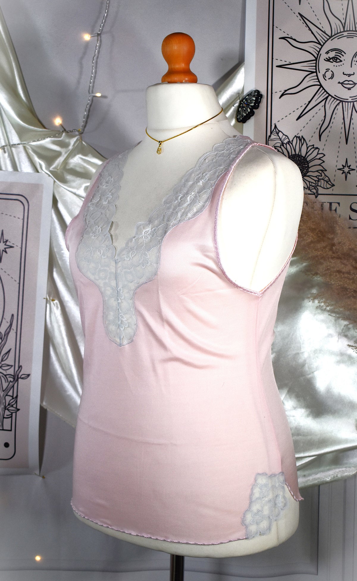 Caraco thermolactyl rose poudré dentelle
