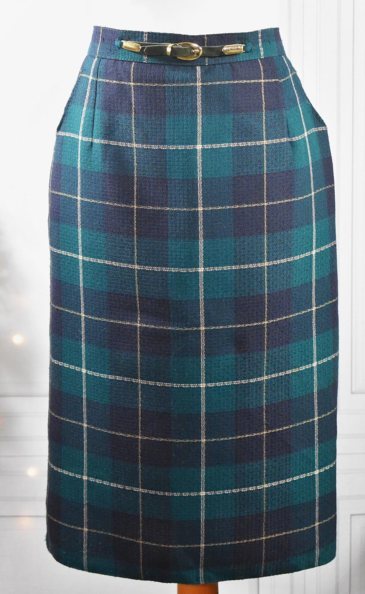 Jupe tartan mi-longue droite