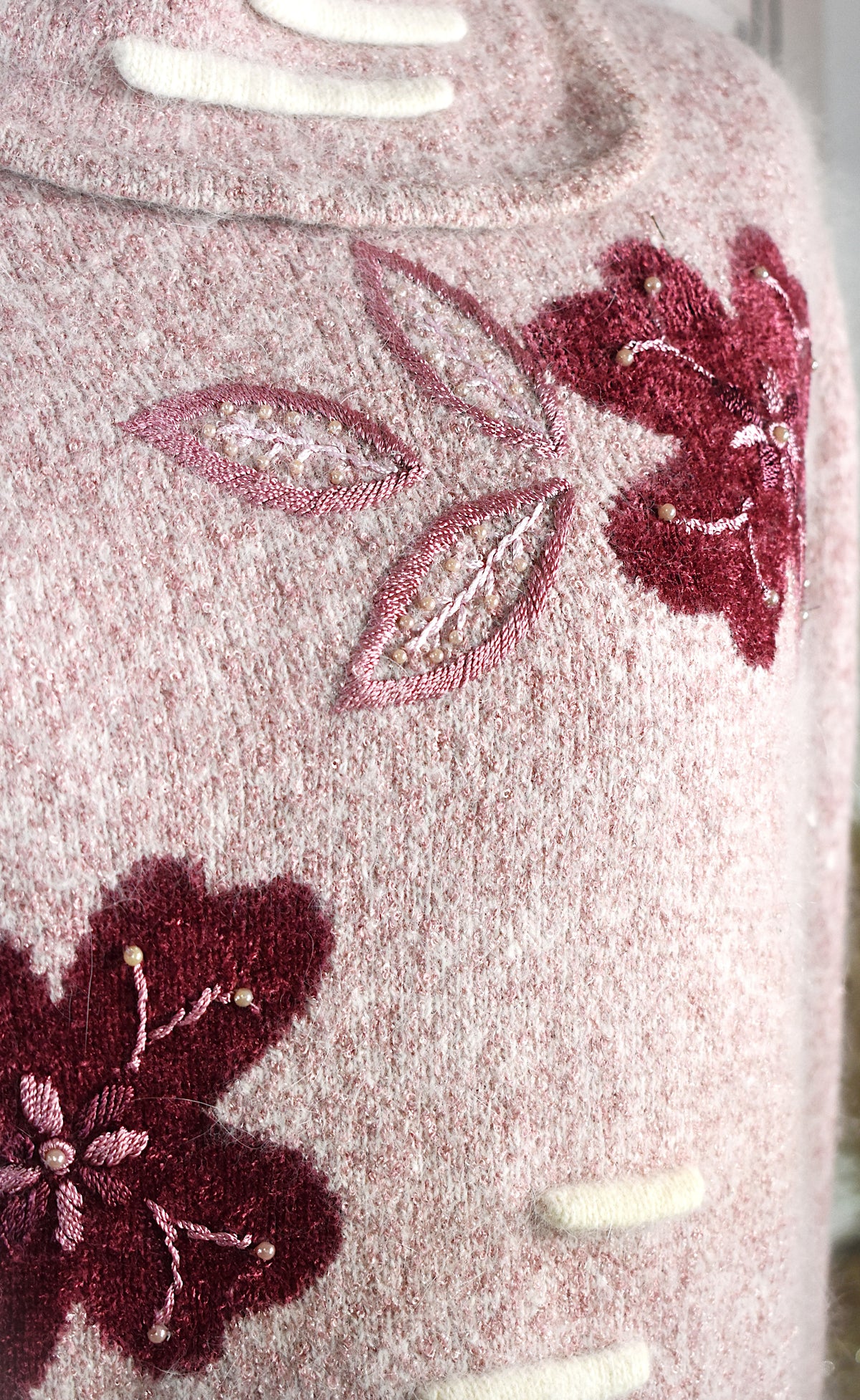 Pull Angela Baraldi angora vieux rose perlé