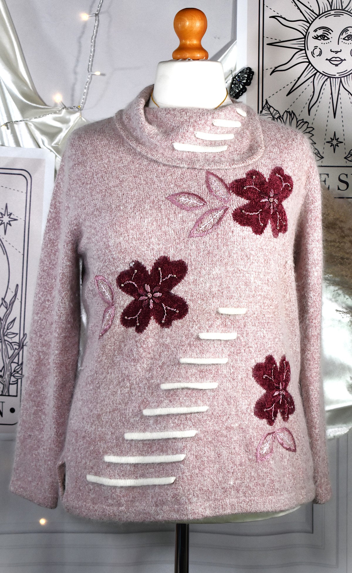 Pull Angela Baraldi angora vieux rose perlé