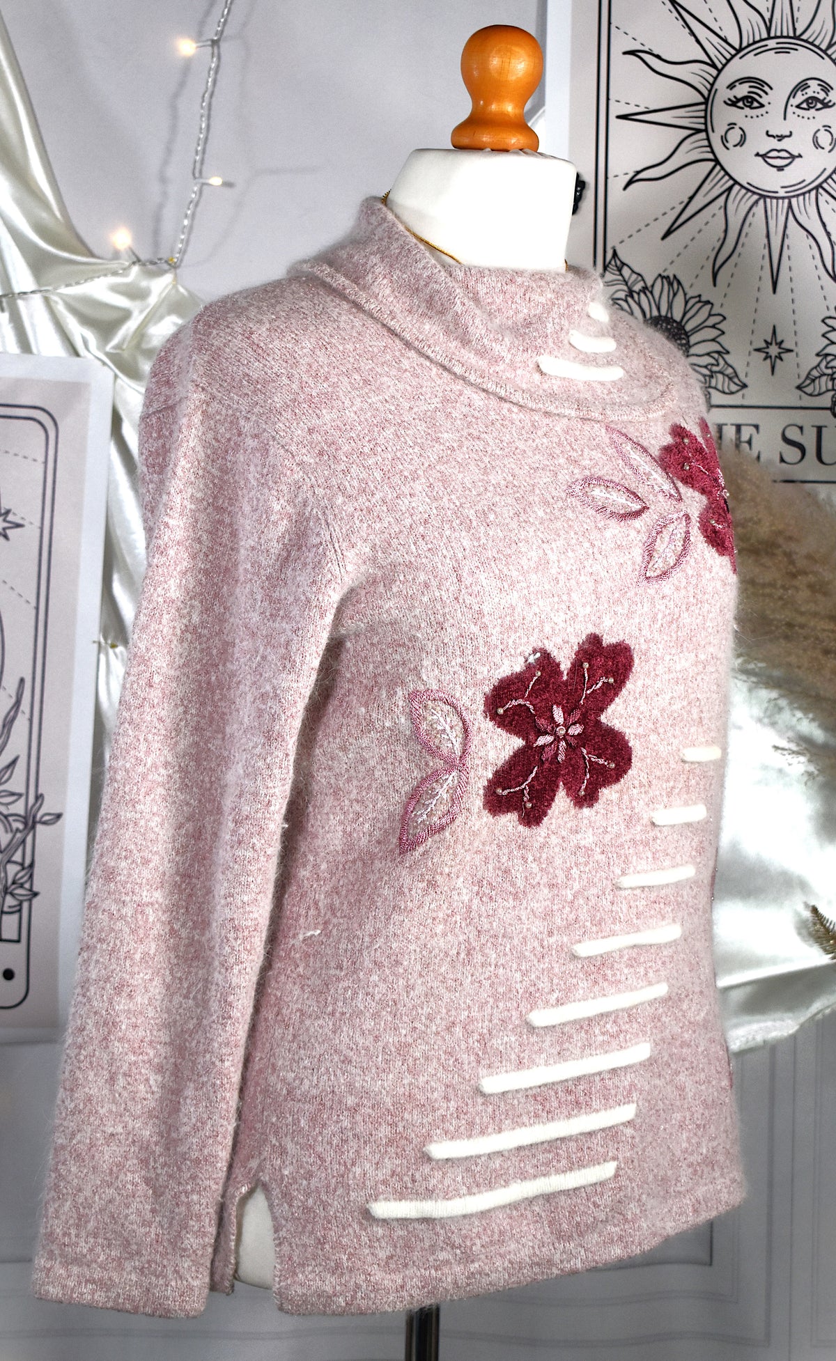 Pull Angela Baraldi angora vieux rose perlé