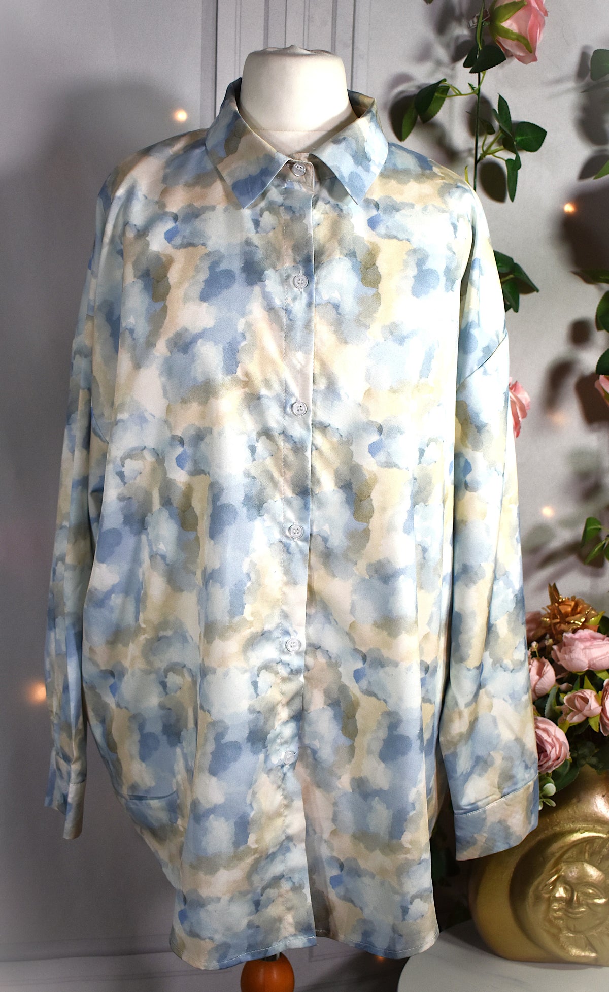 Chemise oversize tie and dye bleu ciel