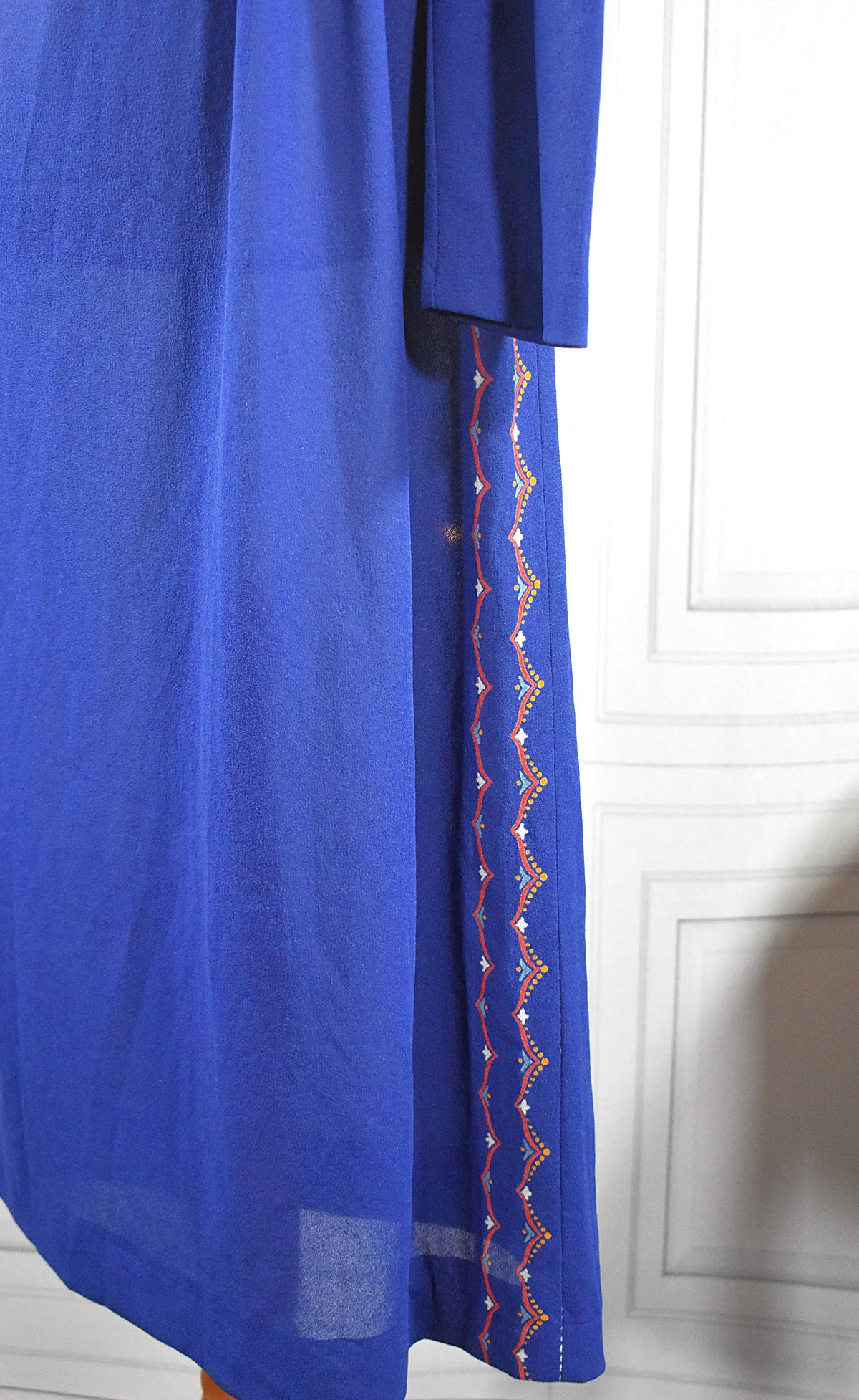 Robe mi-longue mousseline indigo