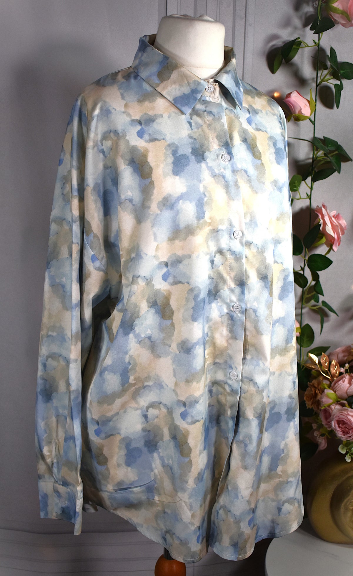 Chemise oversize tie and dye bleu ciel