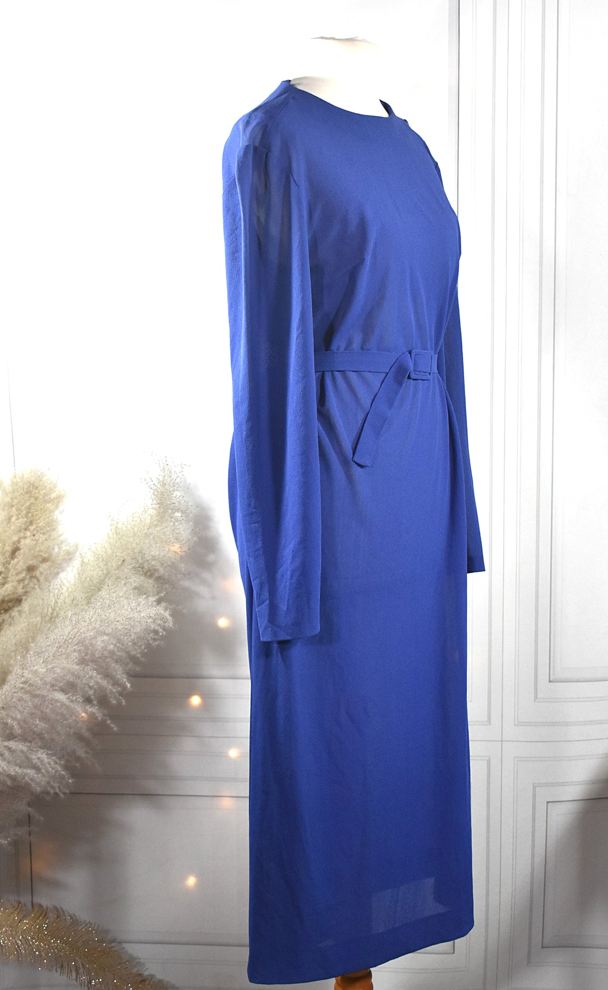 Robe mi-longue mousseline indigo