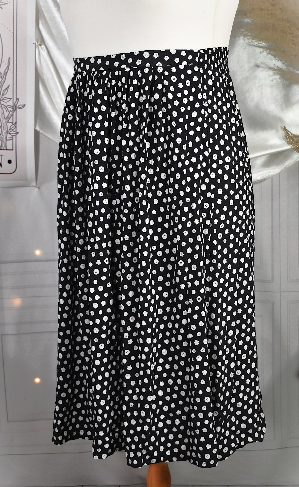 Jupe midi motif graphique Made in France