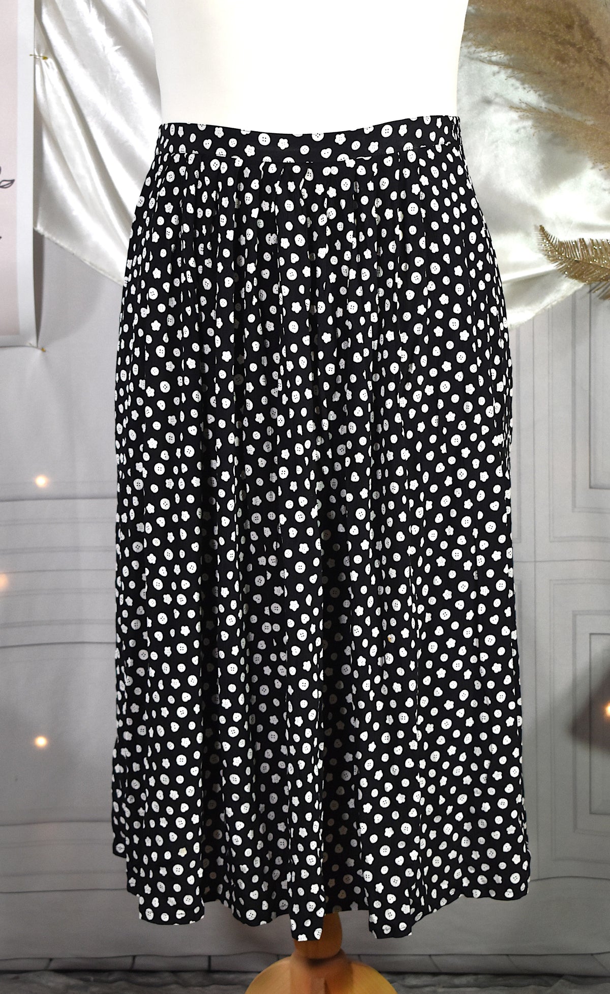 Jupe midi motif graphique Made in France