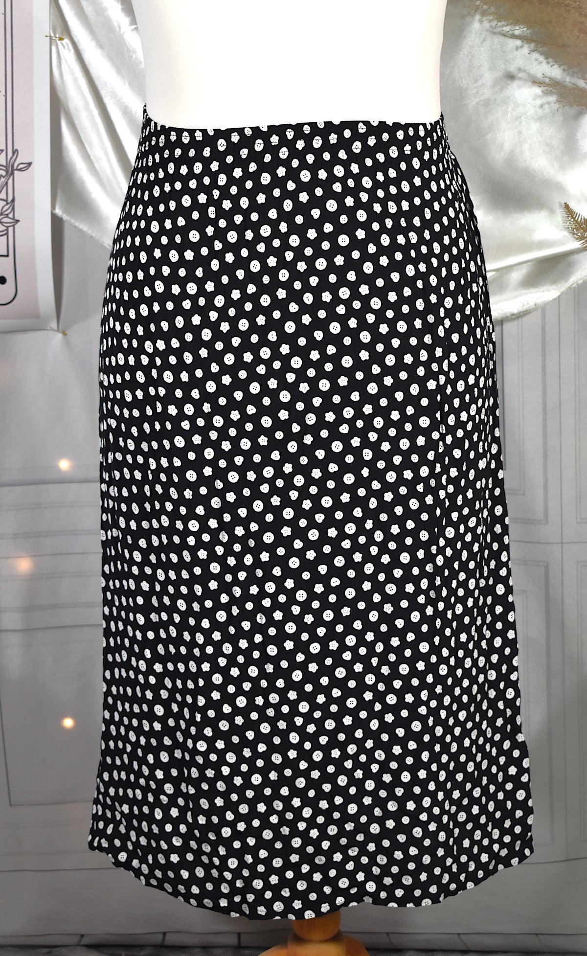 Jupe midi motif graphique Made in France