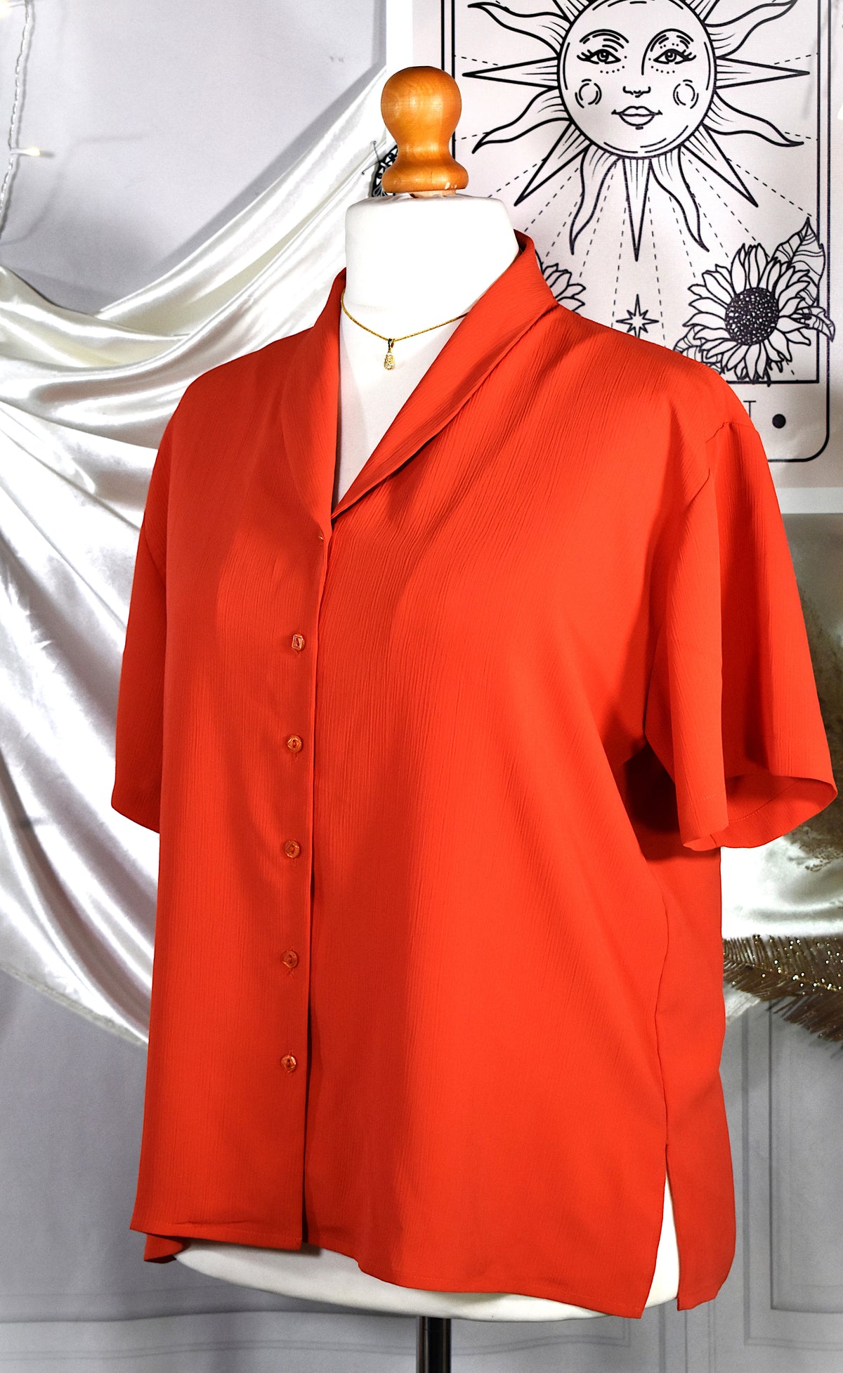 Chemise orange corail fluide effet froissé