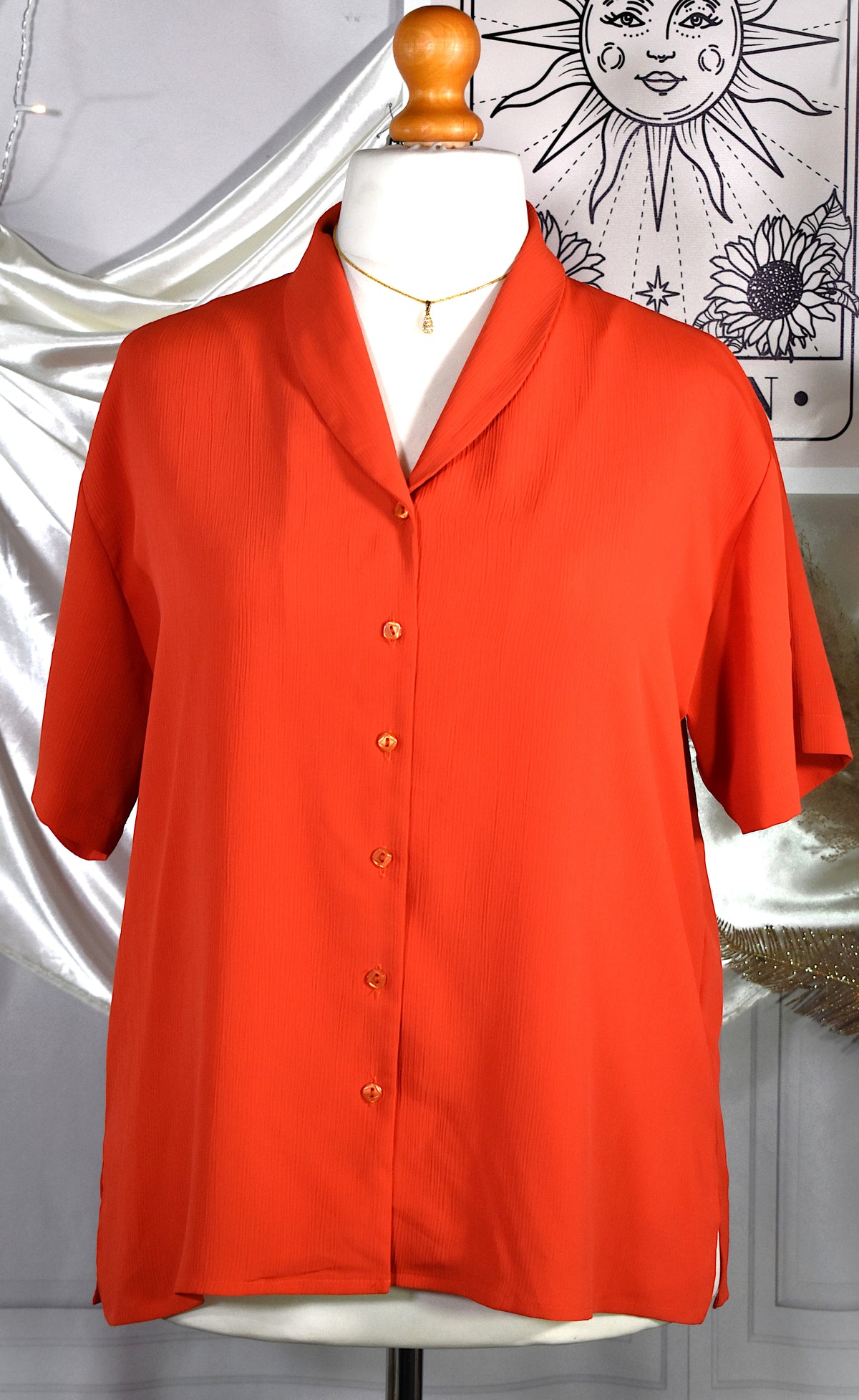 Chemise orange corail fluide effet froissé