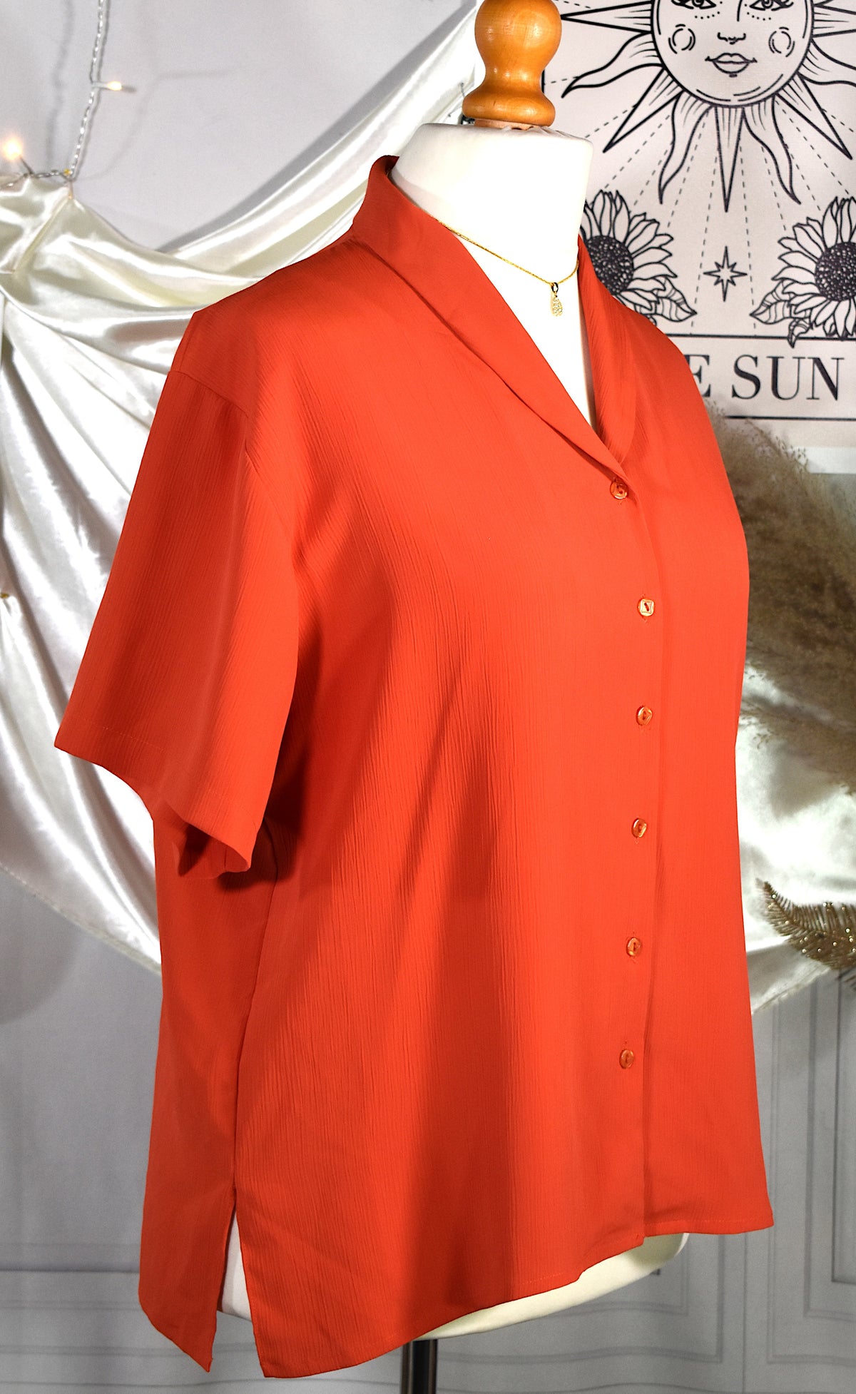 Chemise orange corail fluide effet froissé