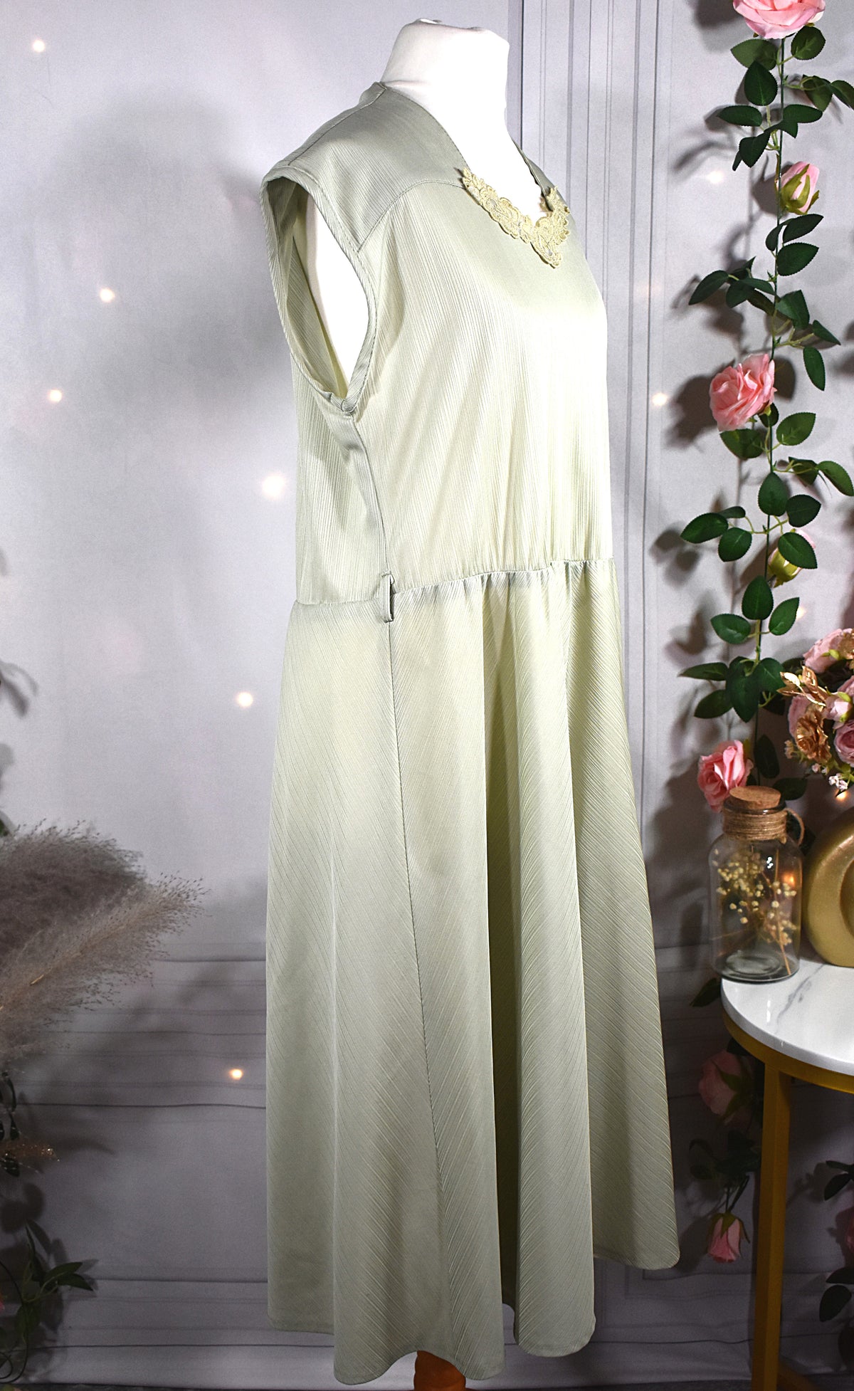 Robe vert anis & guipure