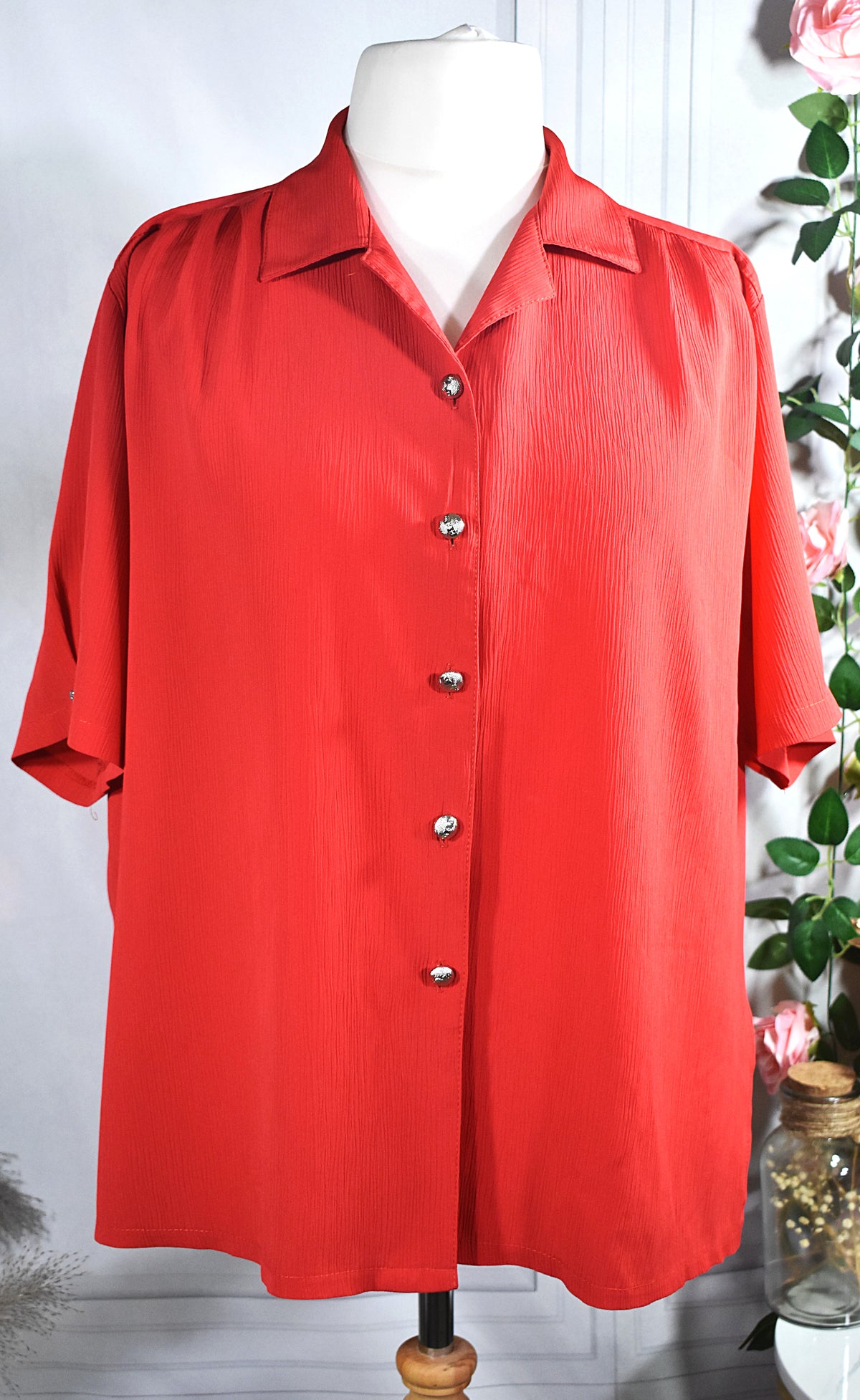 Chemise effet fripé rouge