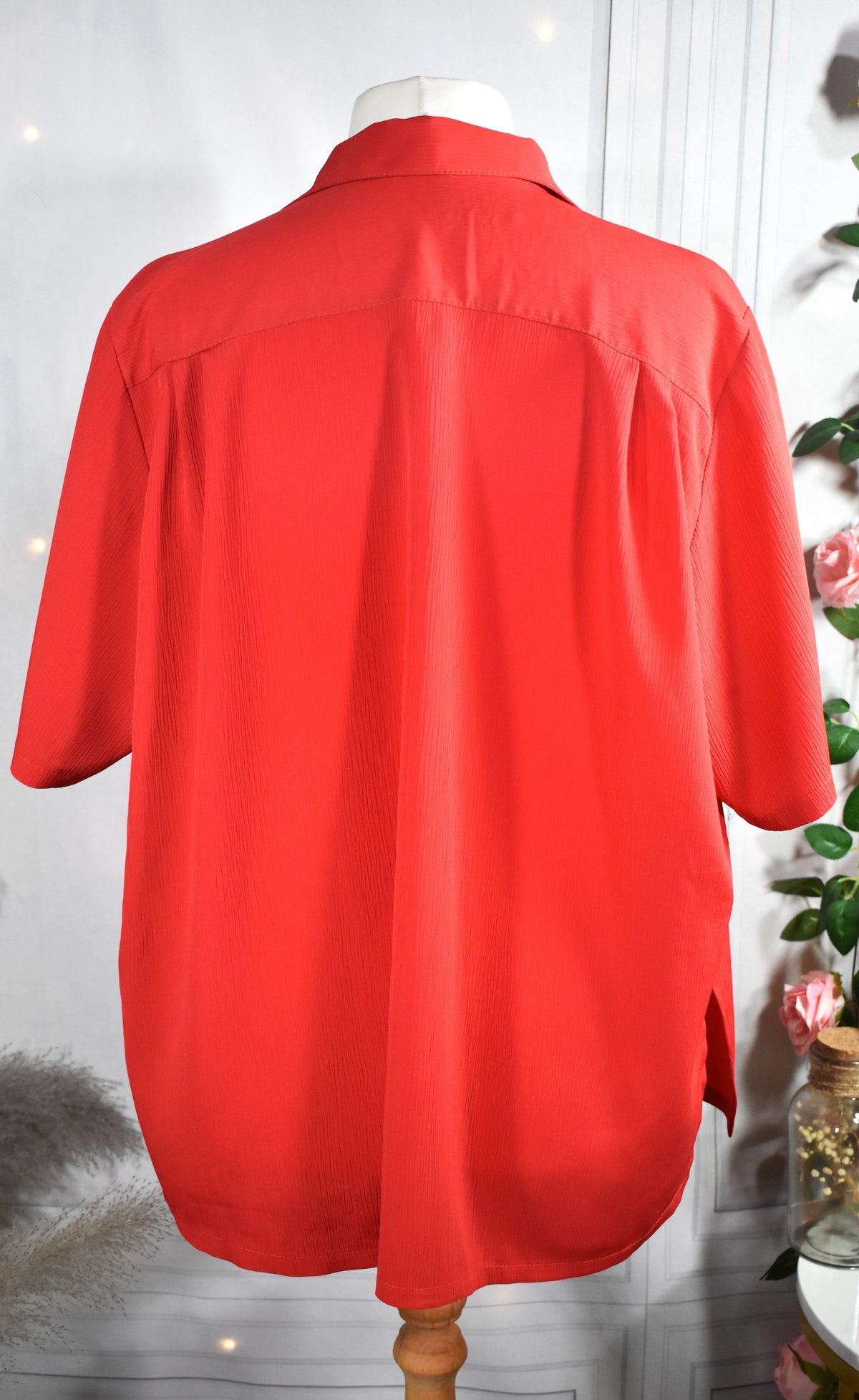 Chemise effet fripé rouge