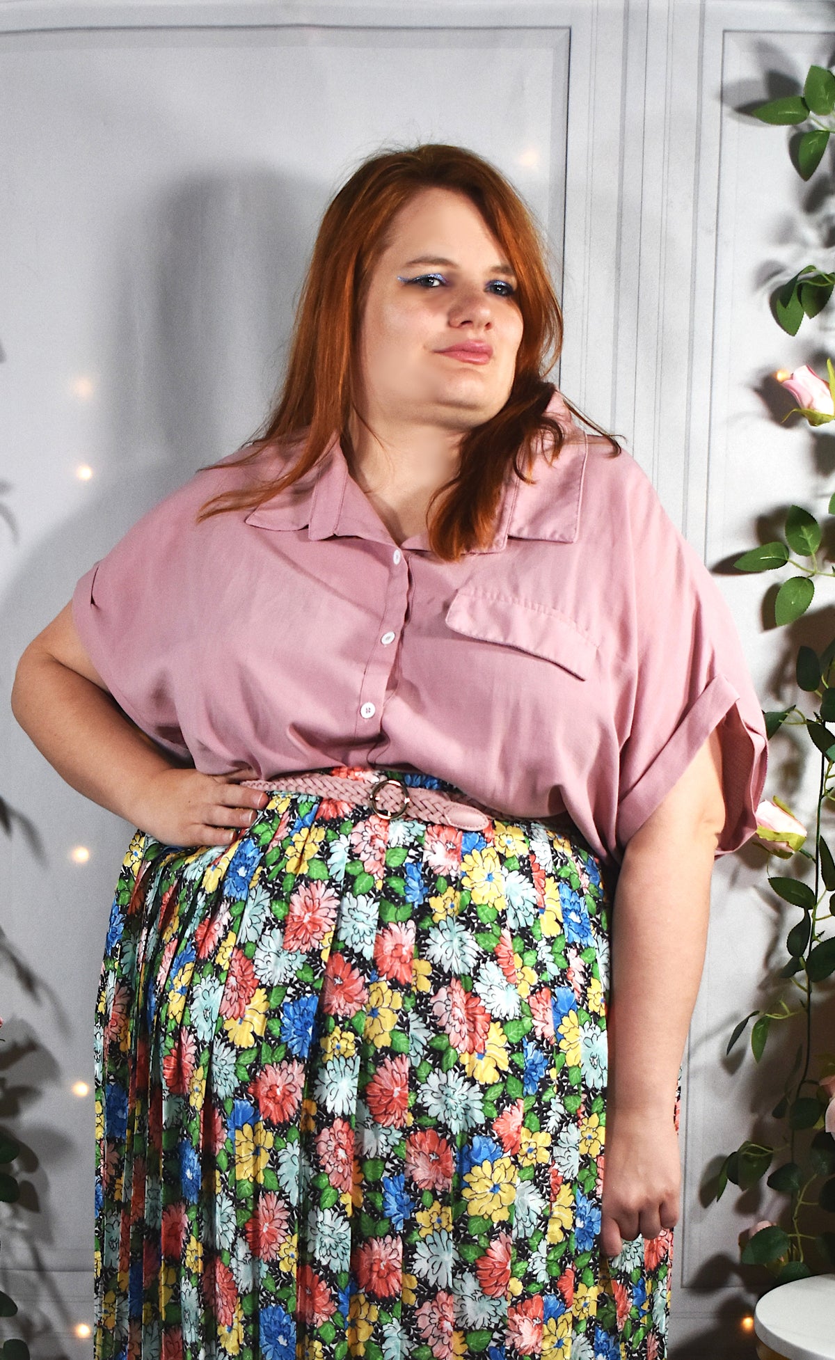 Chemise unie rose dragée