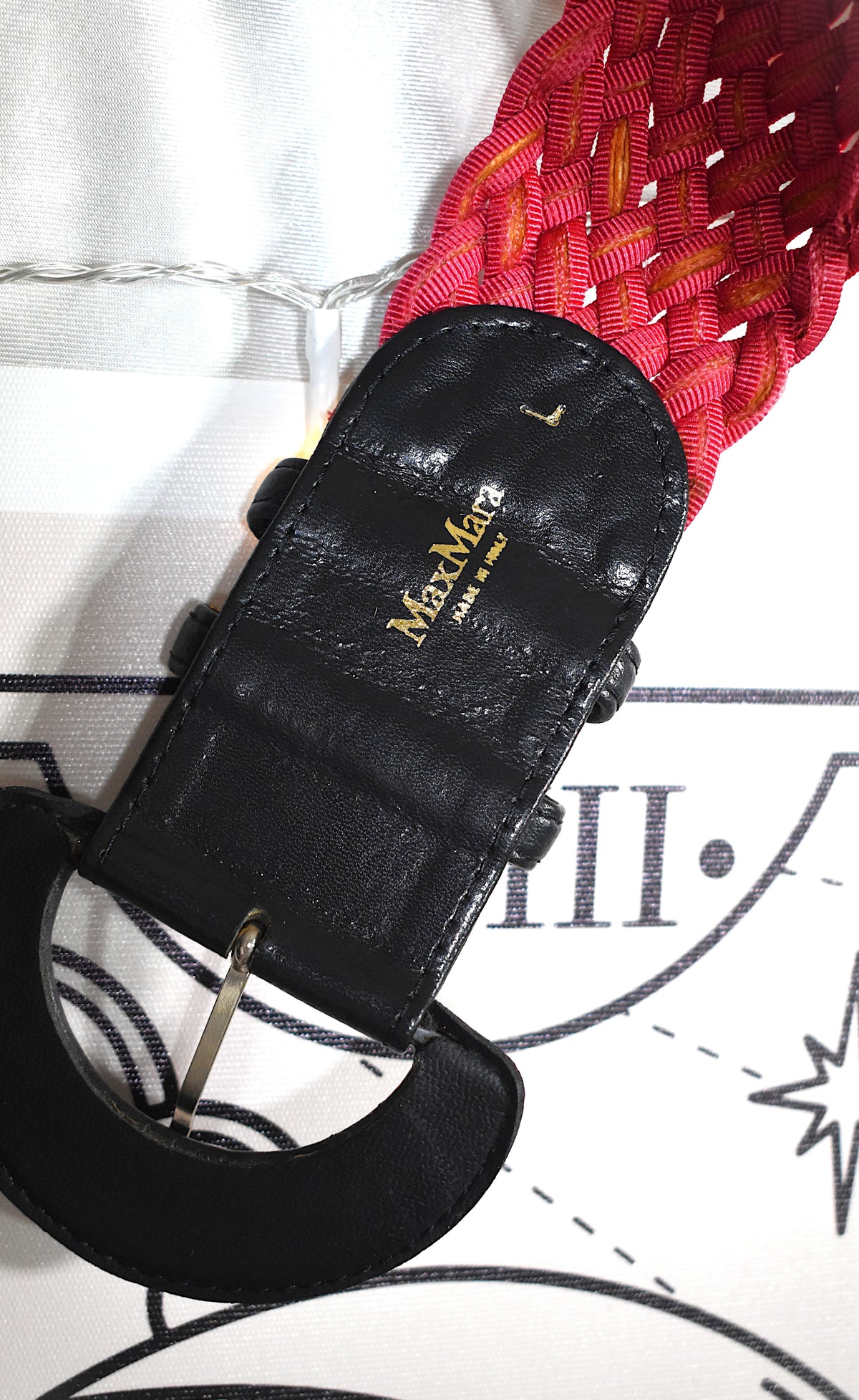 Ceinture large framboise similicuir noir Max Mara