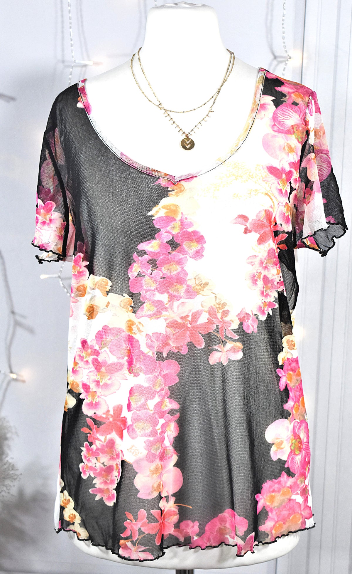 T-shirt en mesh fleurs de cerisier