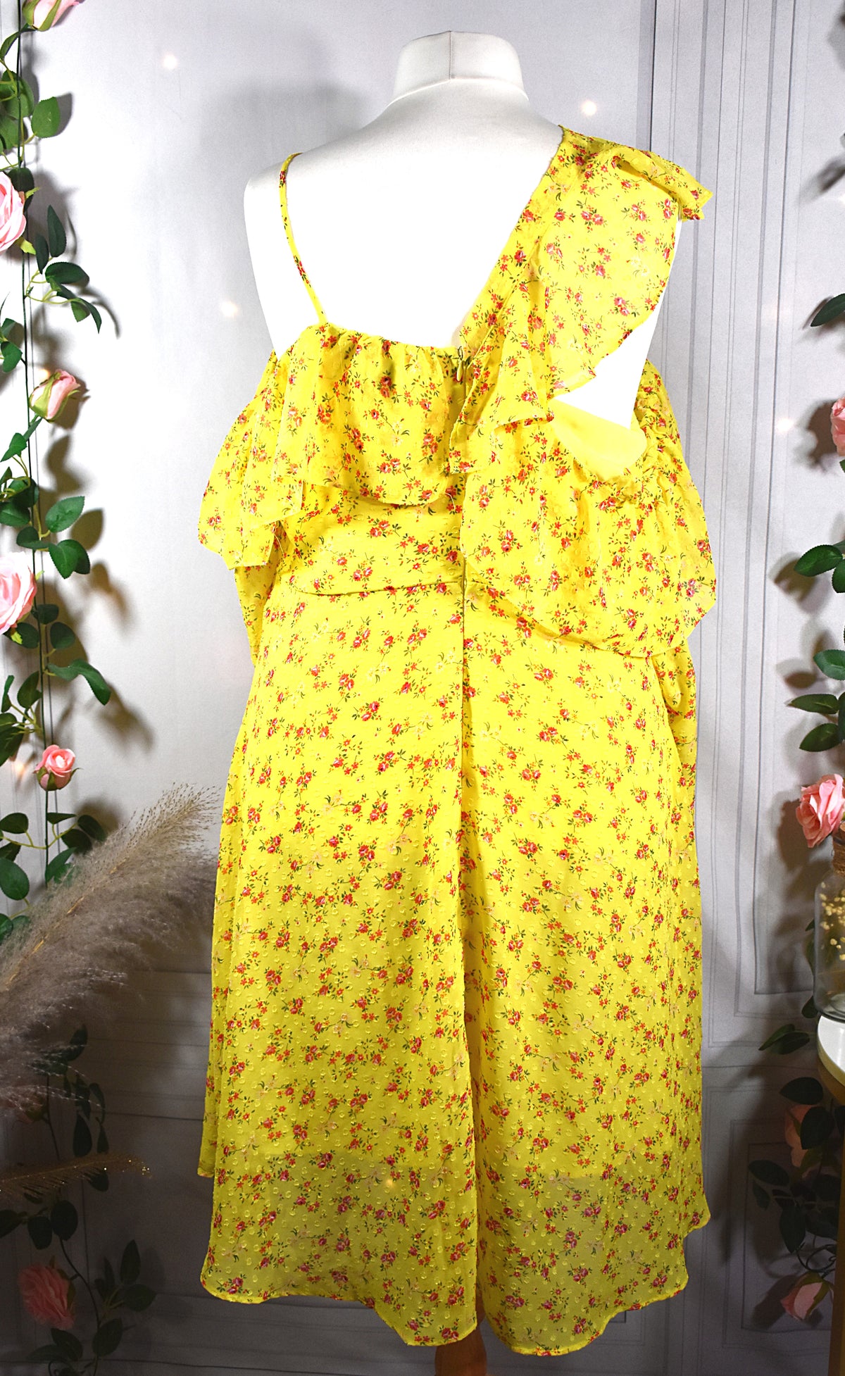 Robe plumetis florale jaune