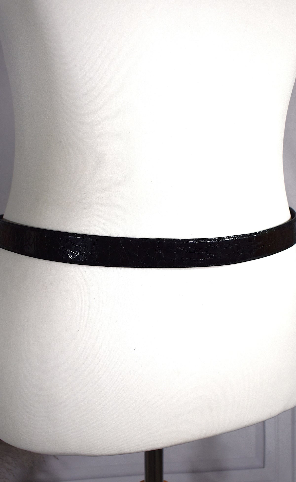 Ceinture en cuir de croco noire Pierre Cardin