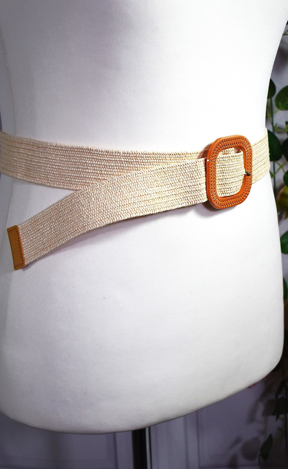 Ceinture élastique effet osier & rotin