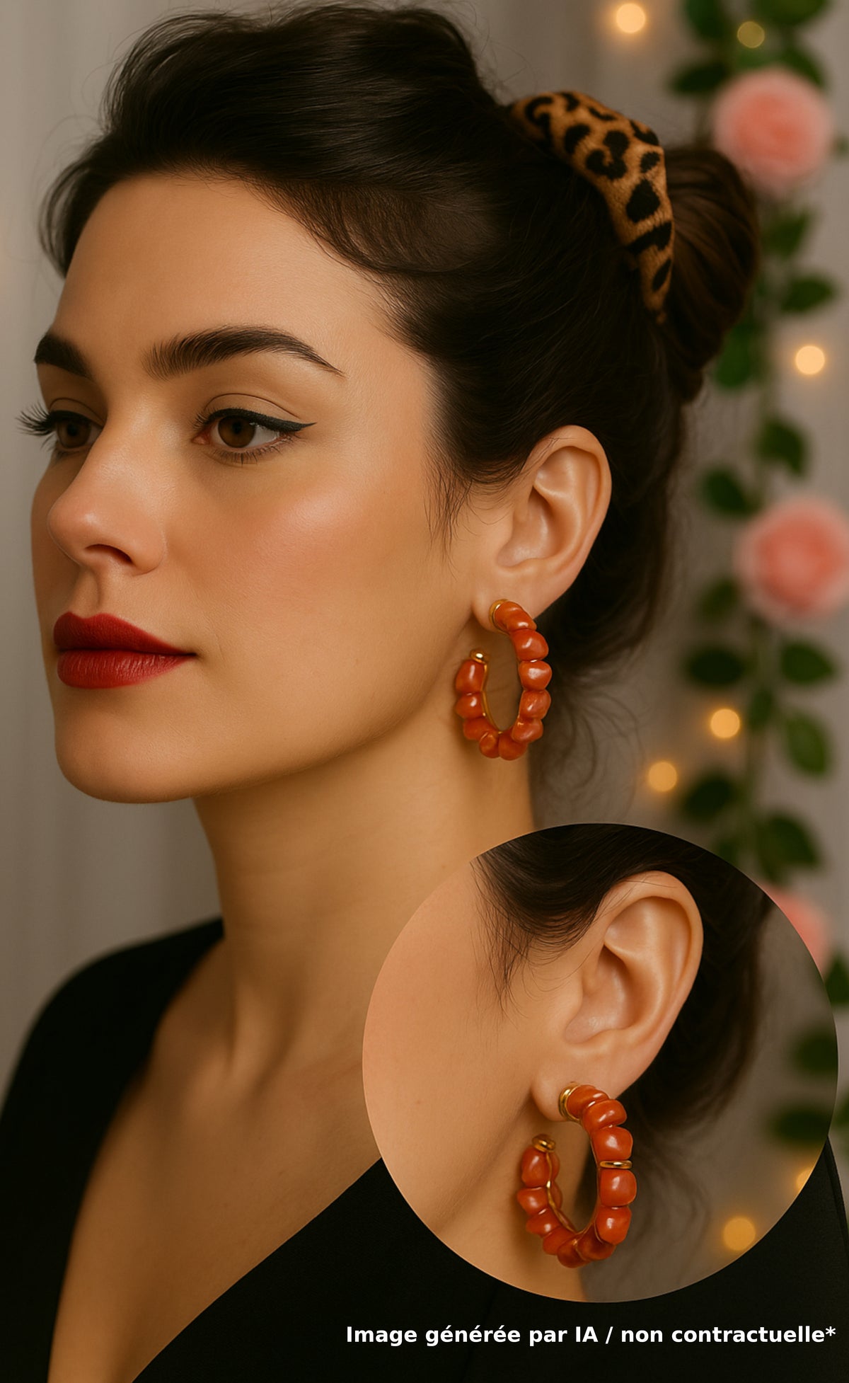 Demi-créoles perles corail