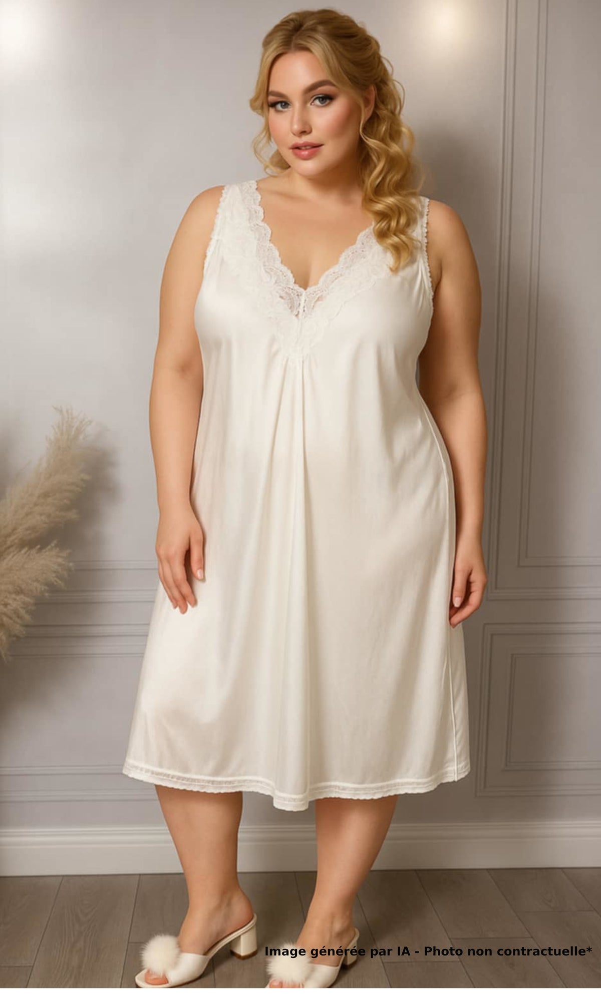 Fond de robe satin & dentelle blanc