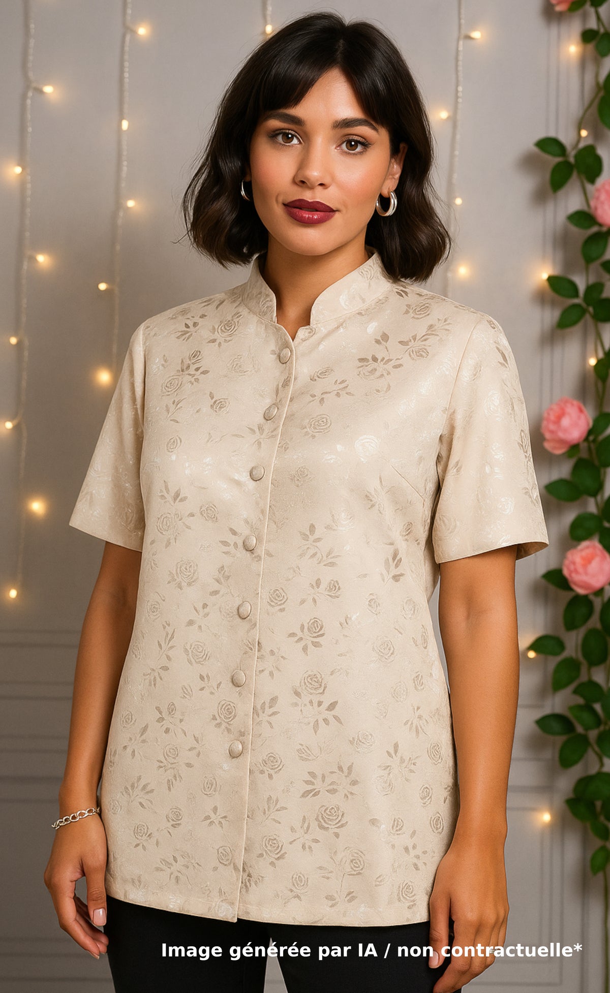 Chemise vintage à motifs floraux damassés