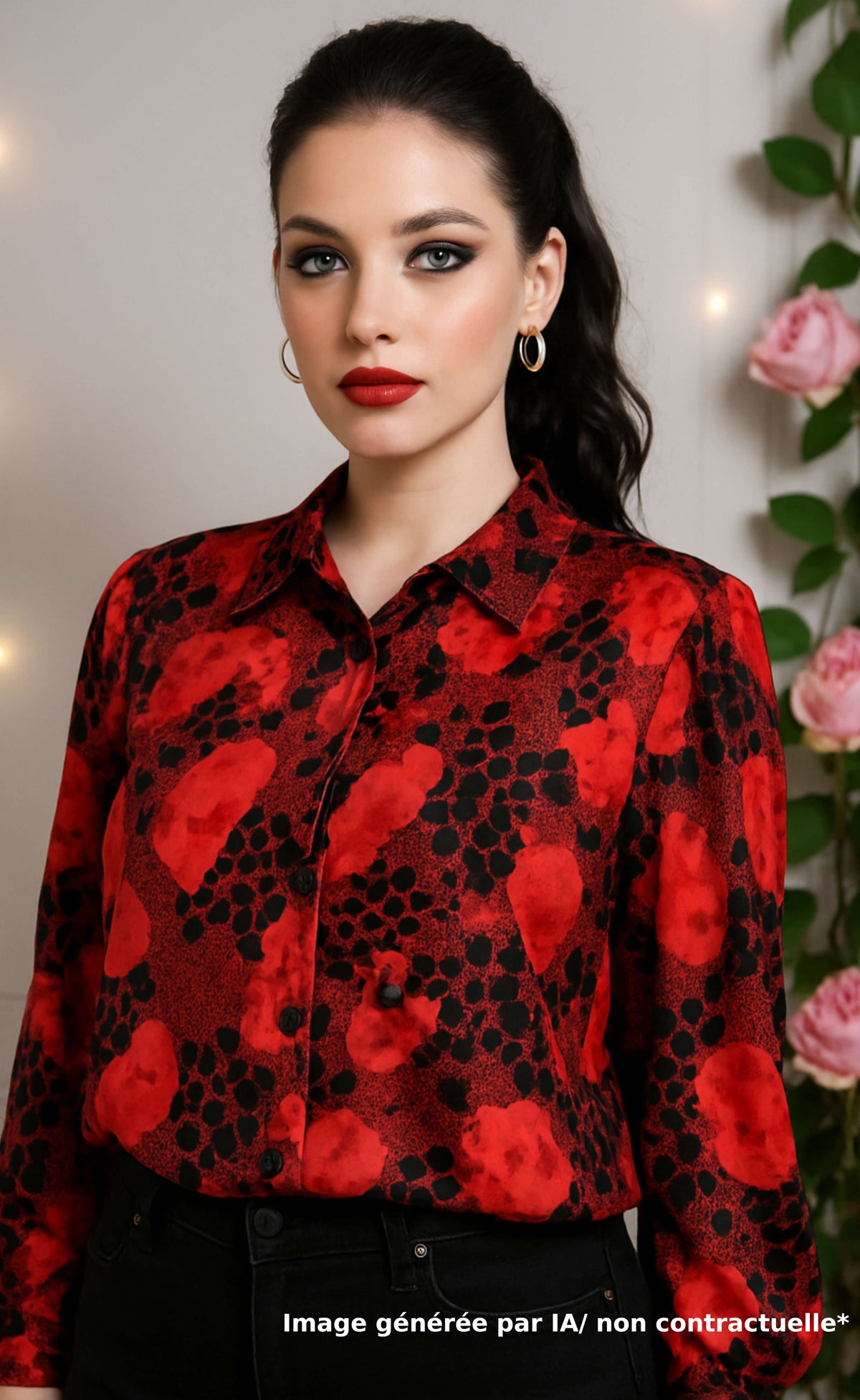 Chemise fluide rouge & noire