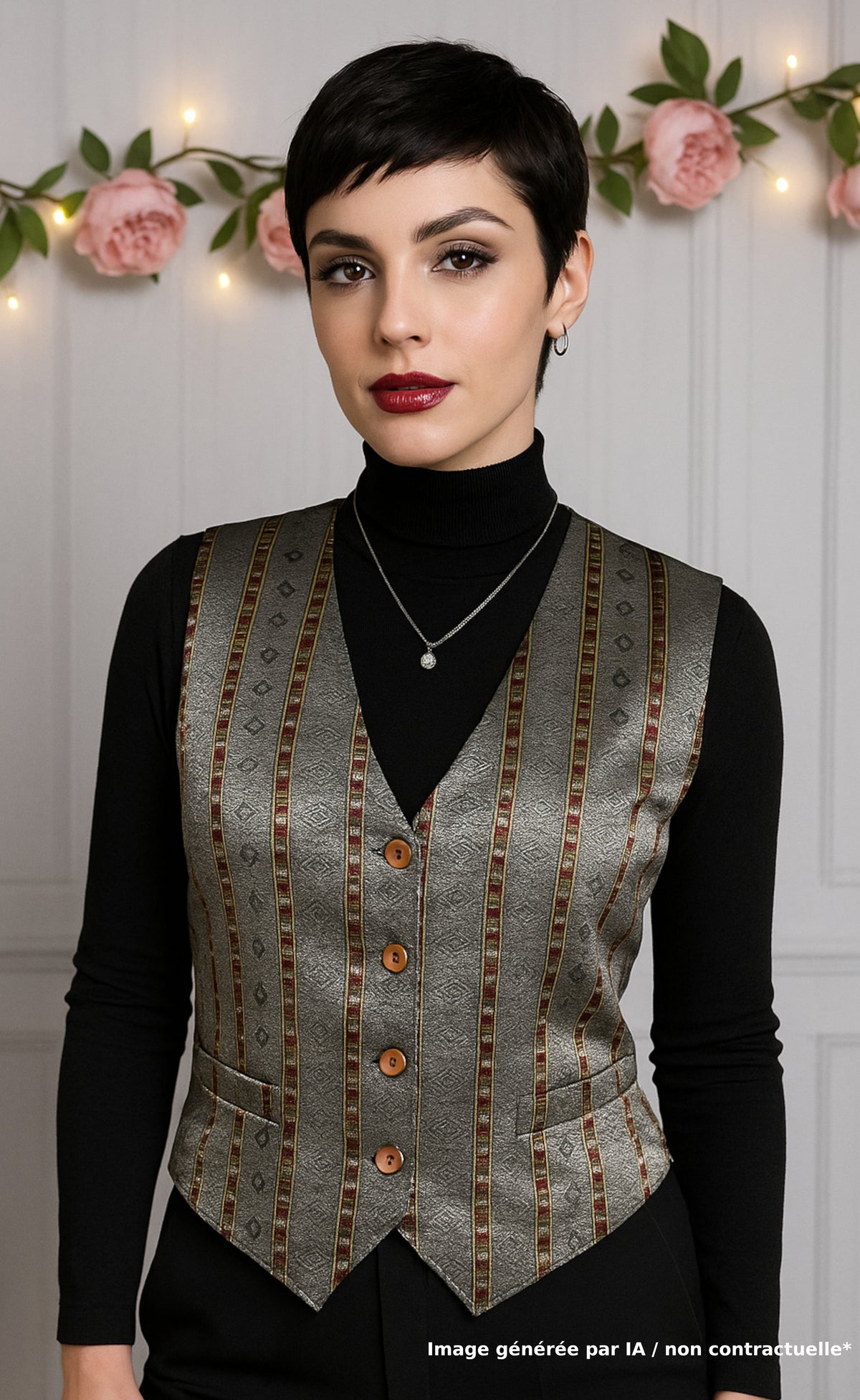 Gilet sans manche brocart vintage - Made in France