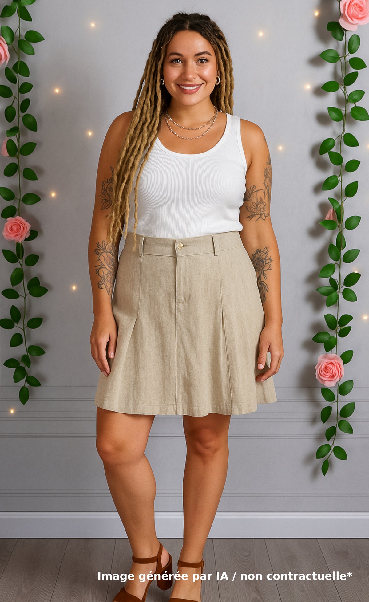 Jupe courte légère beige