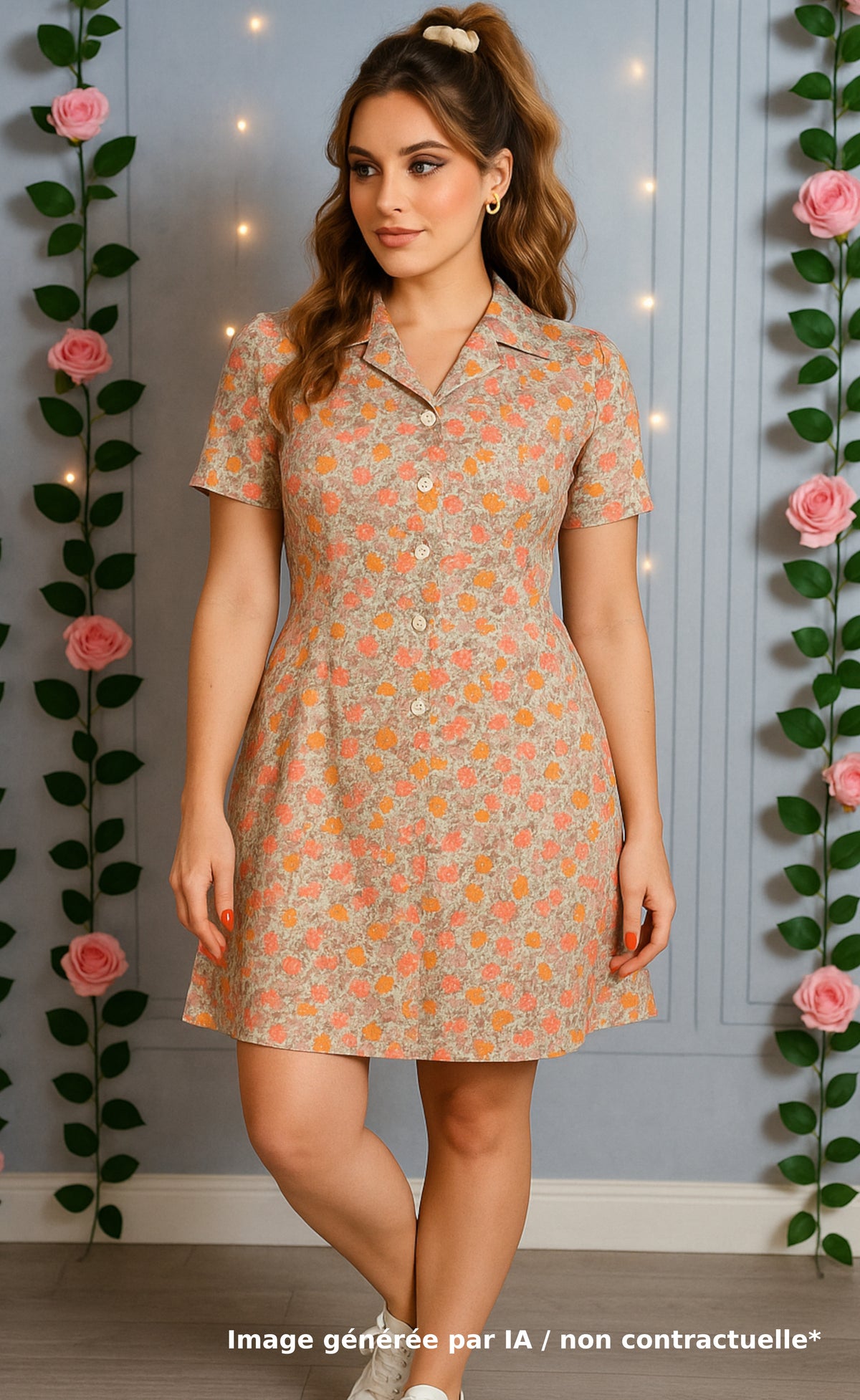 Robe vintage à fleurs rétro