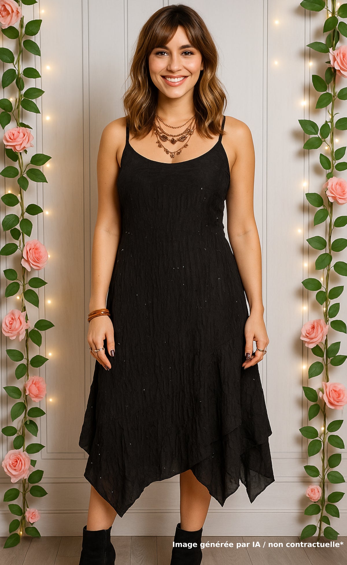Robe noire asymétrique à sequins